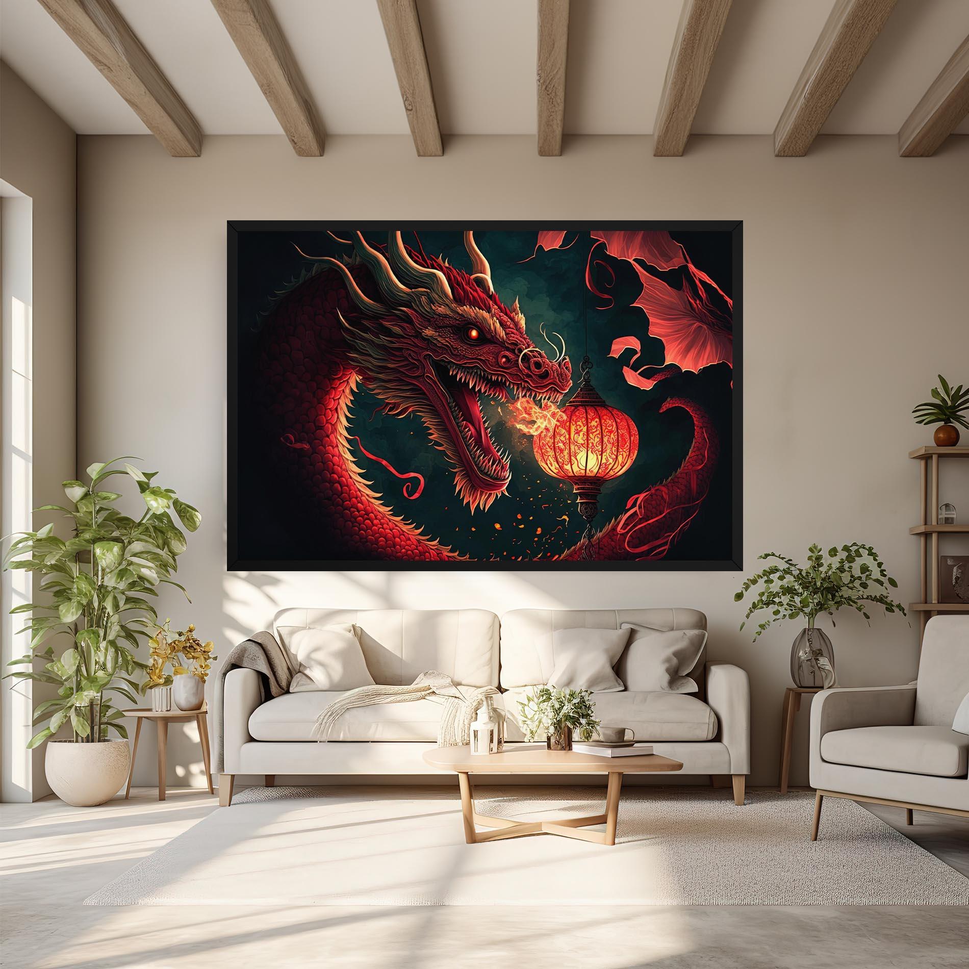 Leinwandbild Red Fire Dragon mockup 6