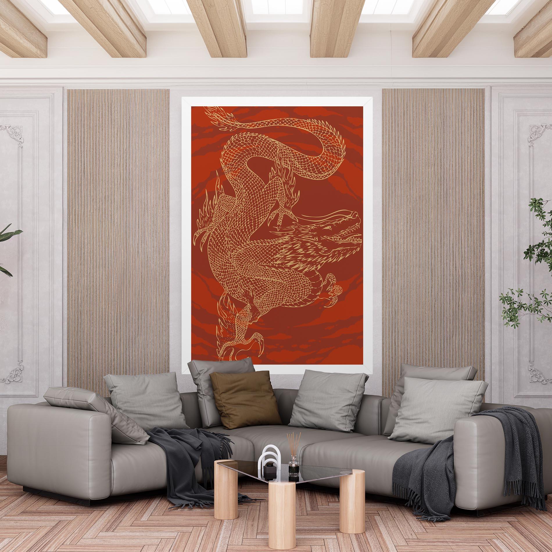 Leinwandbild Chinese Dragon Red mockup 6