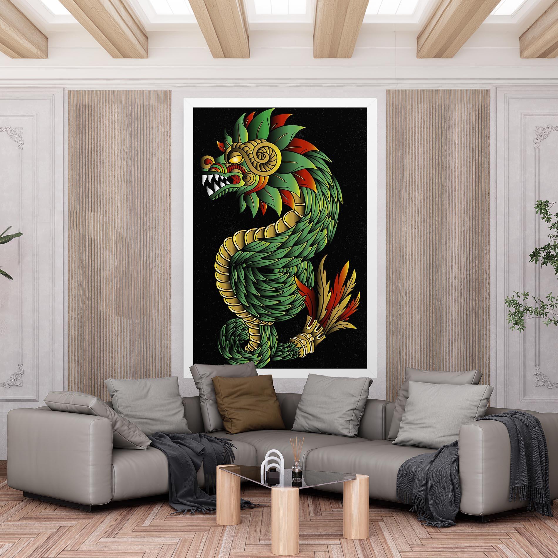 Leinwandbild Green Yellow Dragon mockup 6
