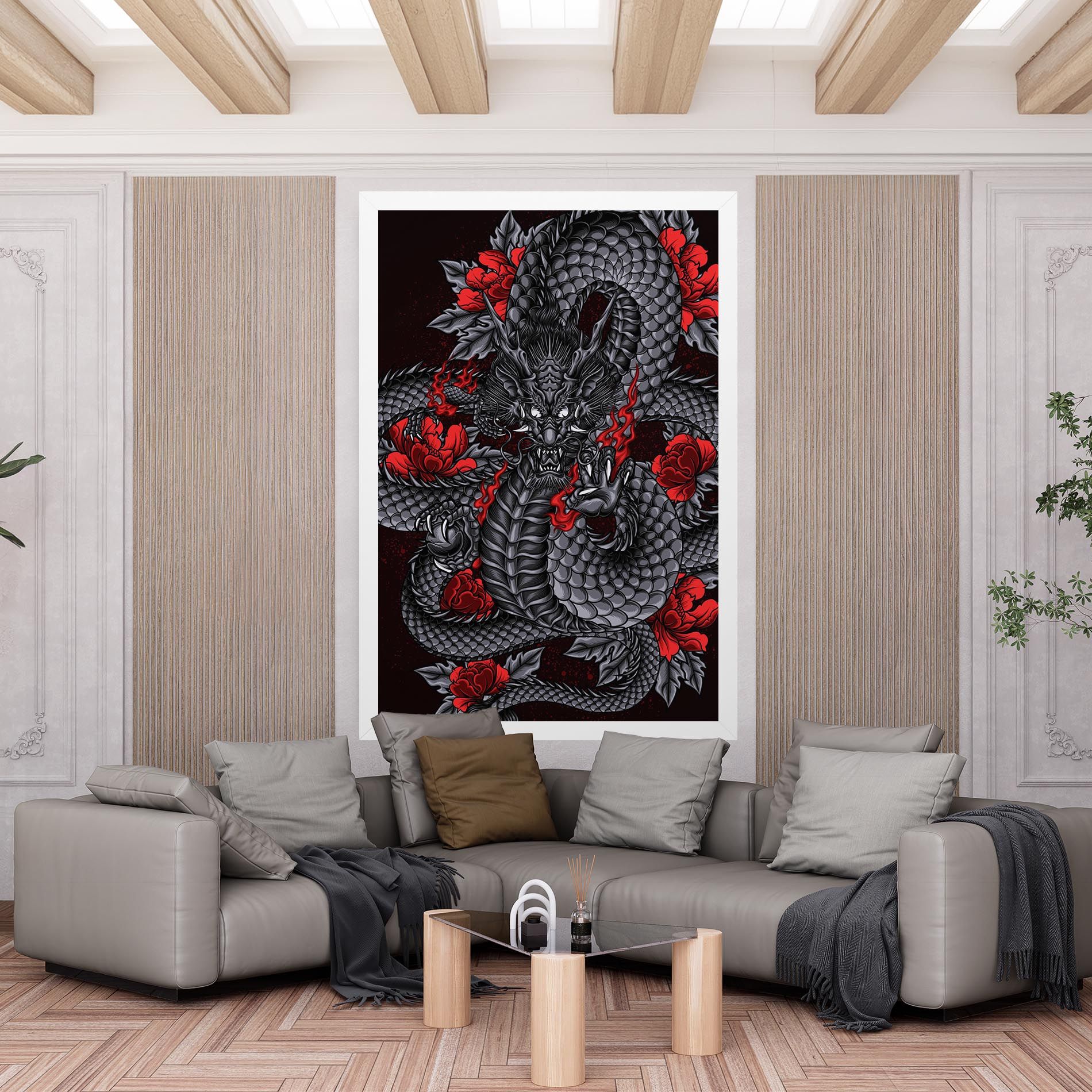 Red Flower Dragon mockup 6