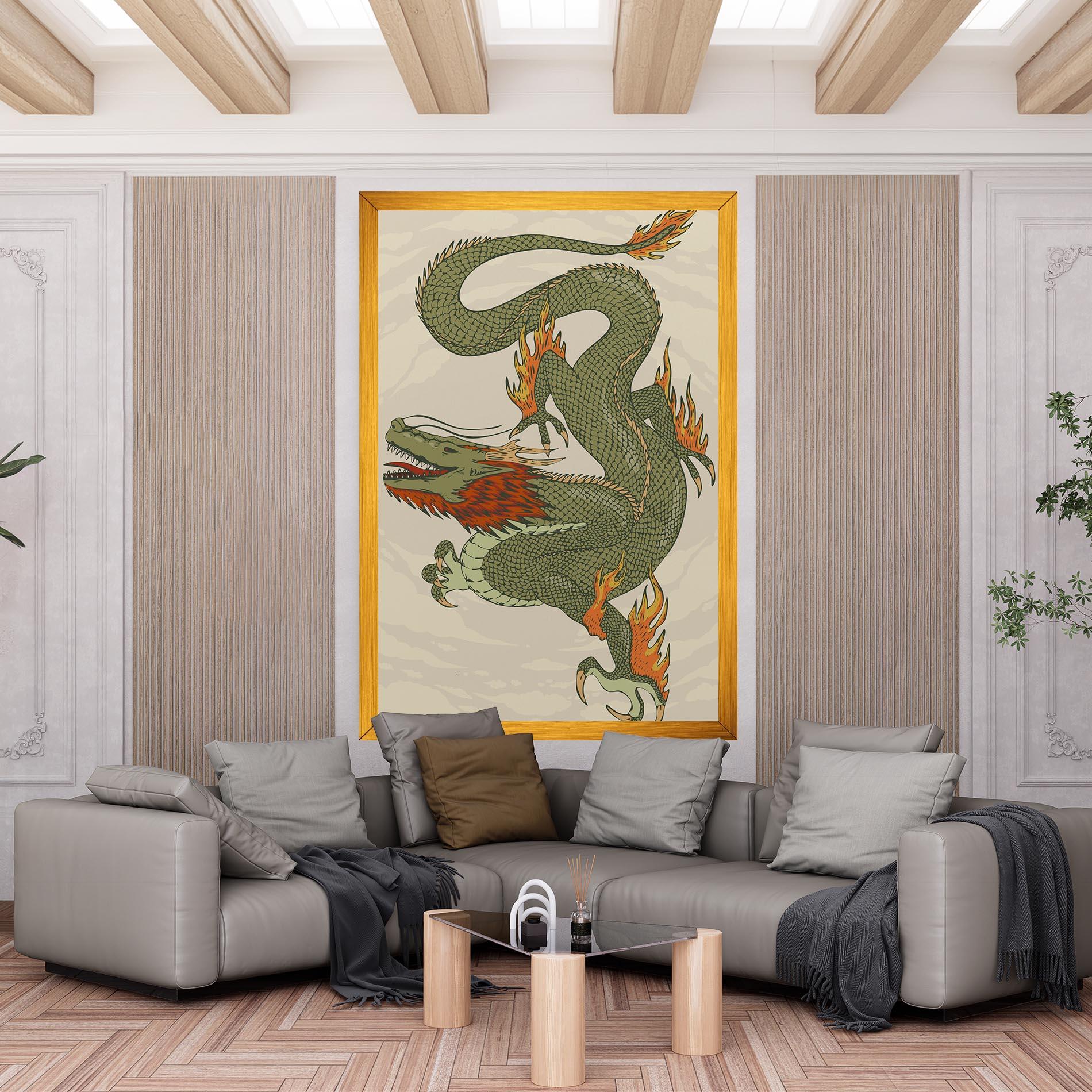 Leinwandbild Chinese Dragon Green mockup 6