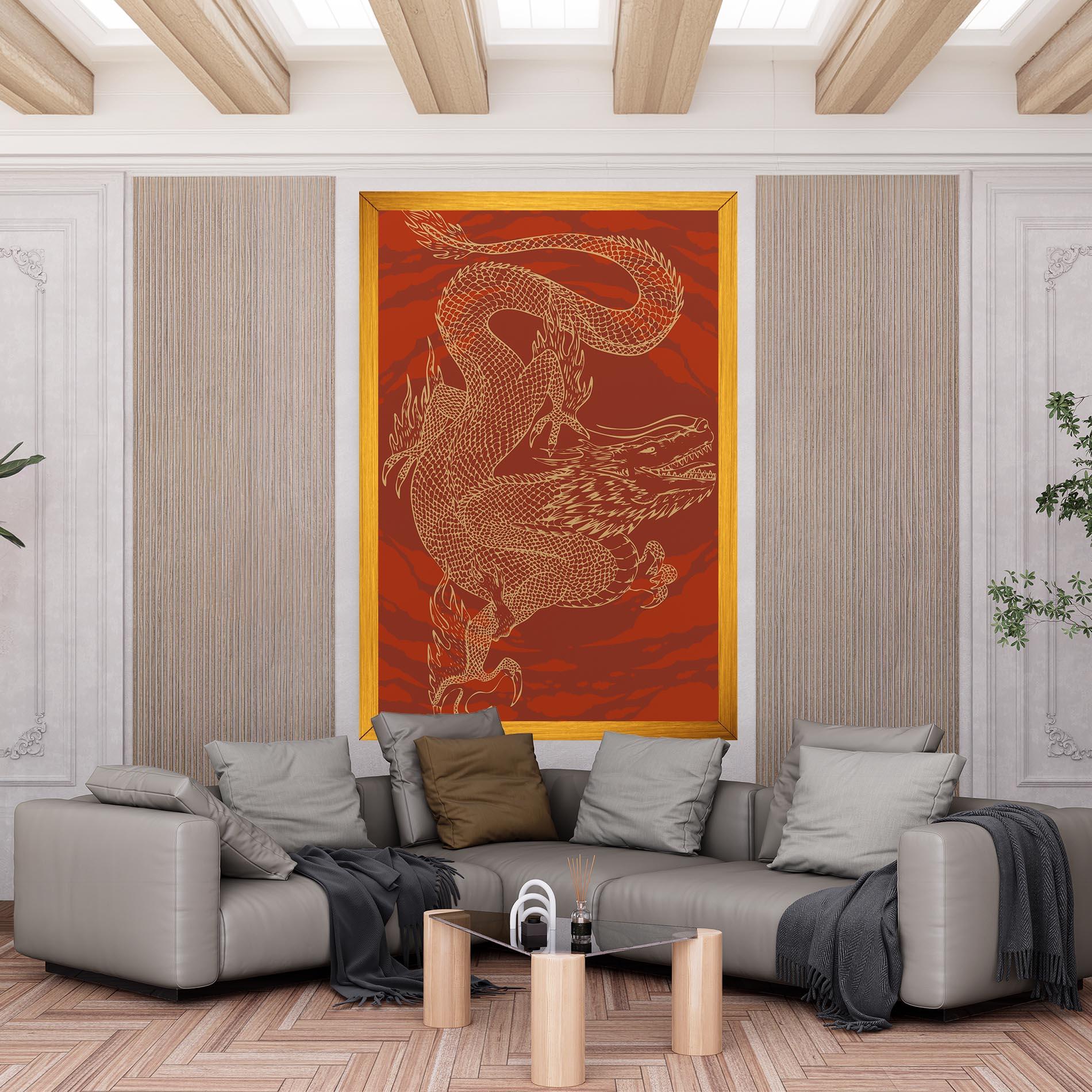 Leinwandbild Chinese Dragon Red mockup 6