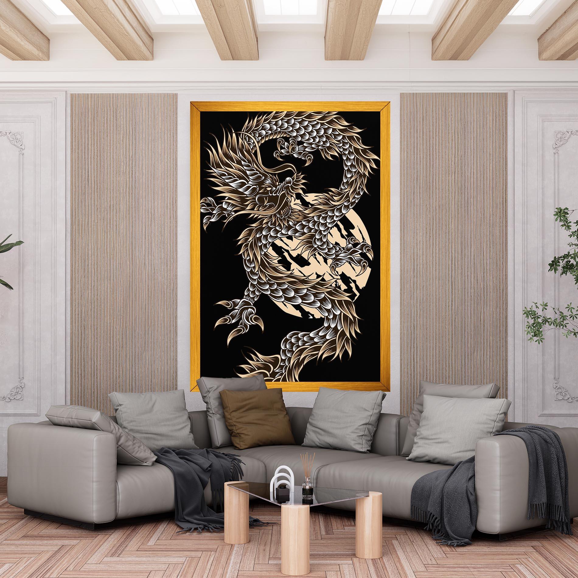 Leinwandbild Cream Moon Dragon mockup 6