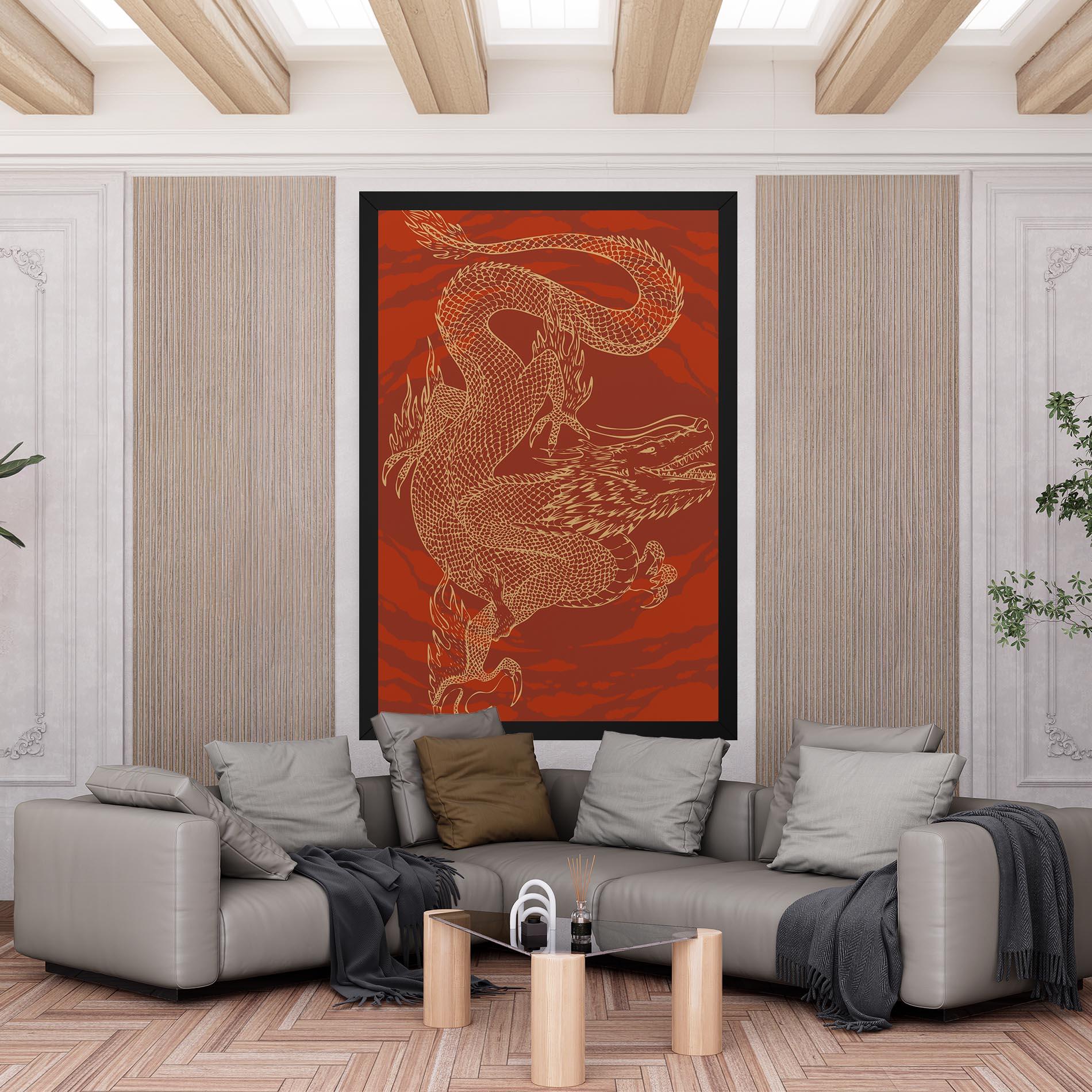 Leinwandbild Chinese Dragon Red mockup 6