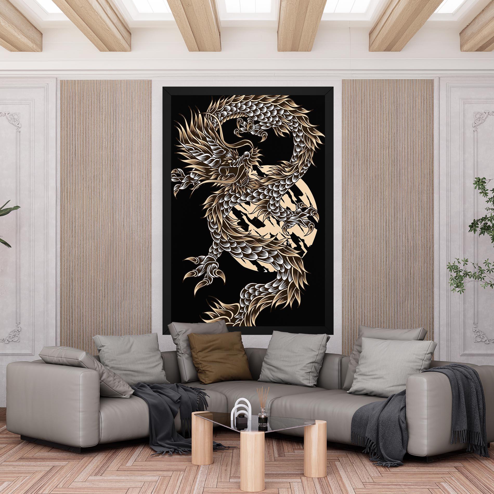 Leinwandbild Cream Moon Dragon mockup 6