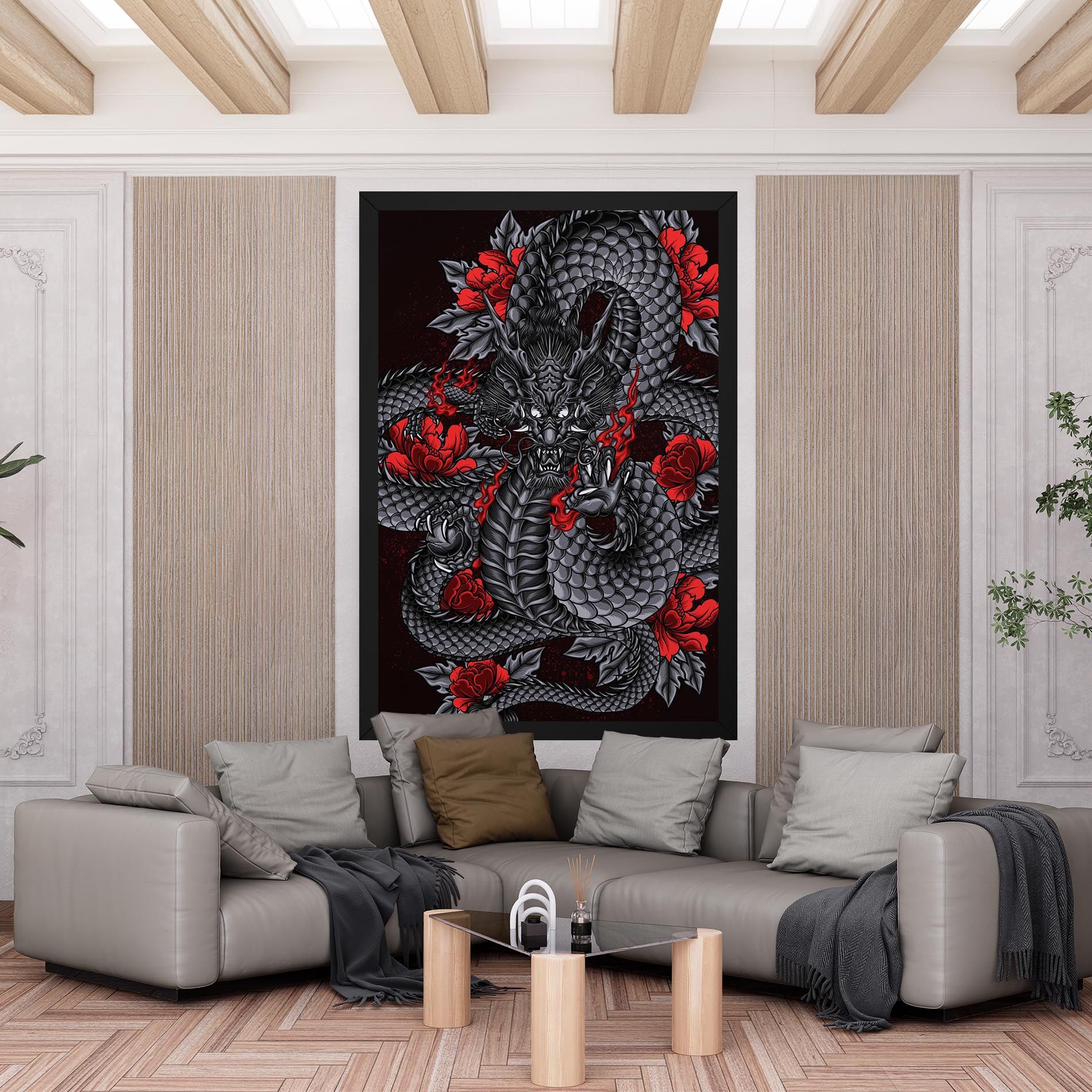 Red Flower Dragon mockup 6
