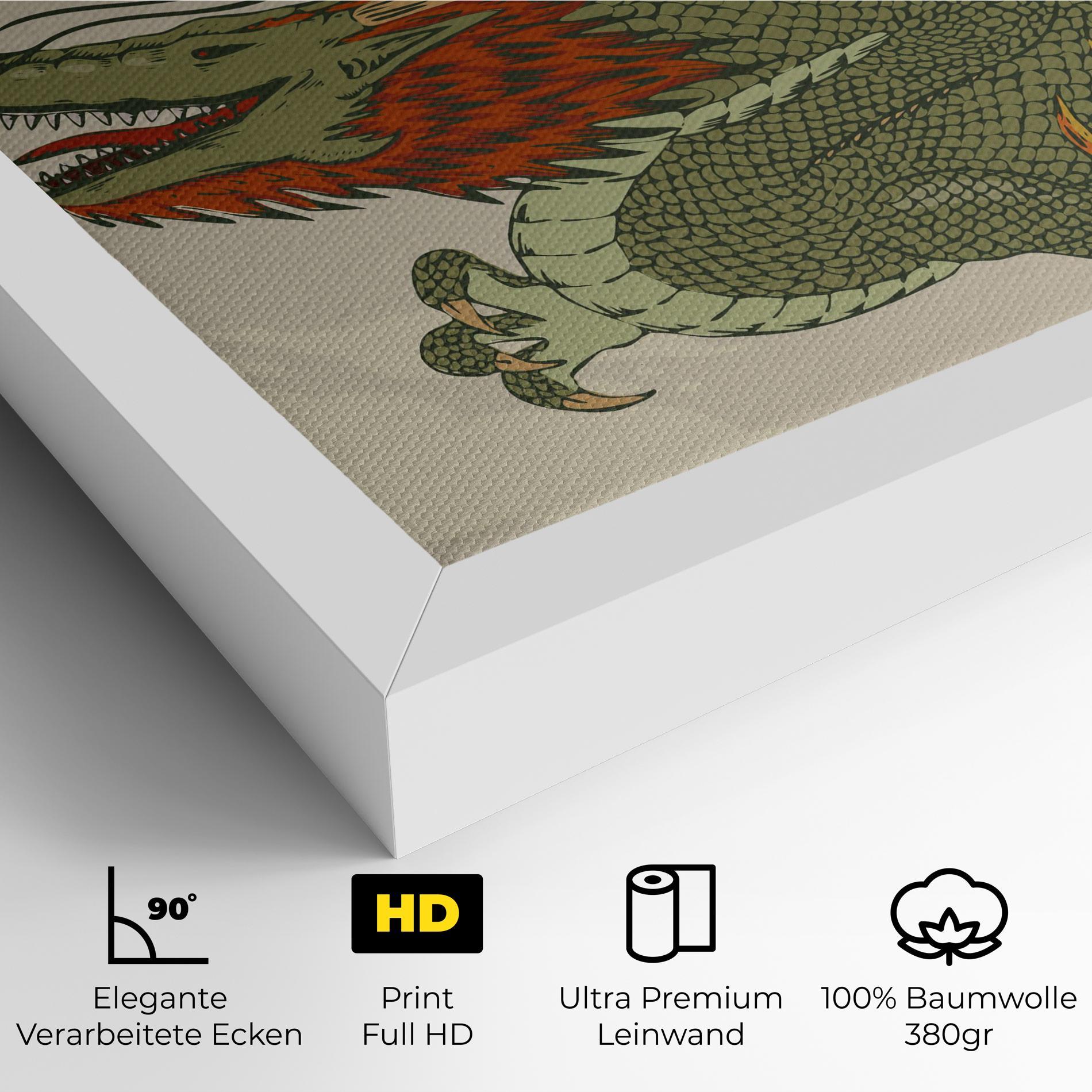 Leinwandbild Chinese Dragon Green mockup 4