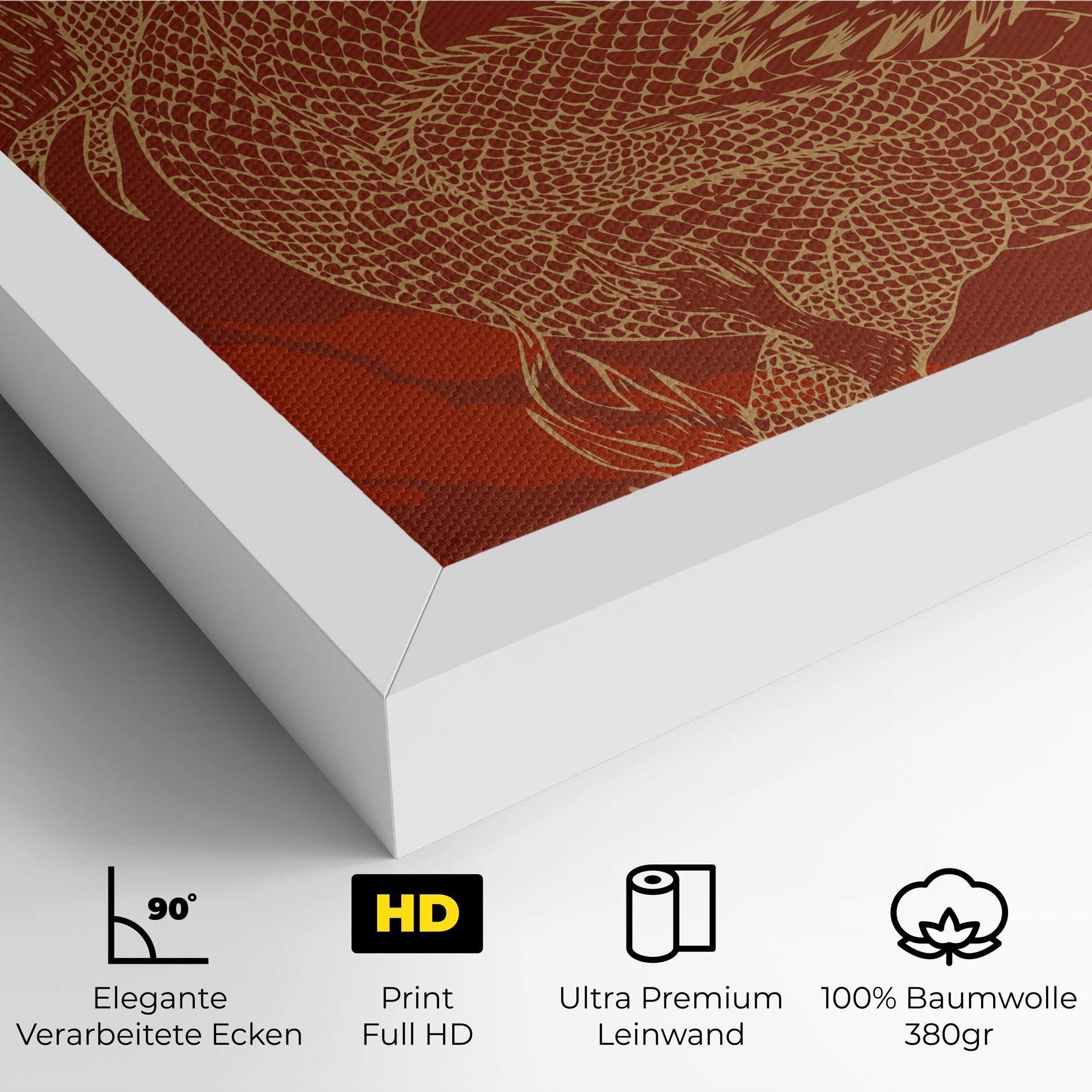 Leinwandbild Chinese Dragon Red mockup 4