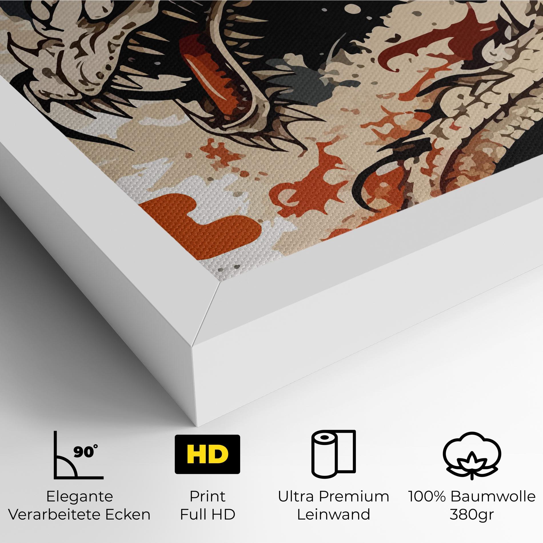 Leinwandbild Cream Dragon Art mockup 4