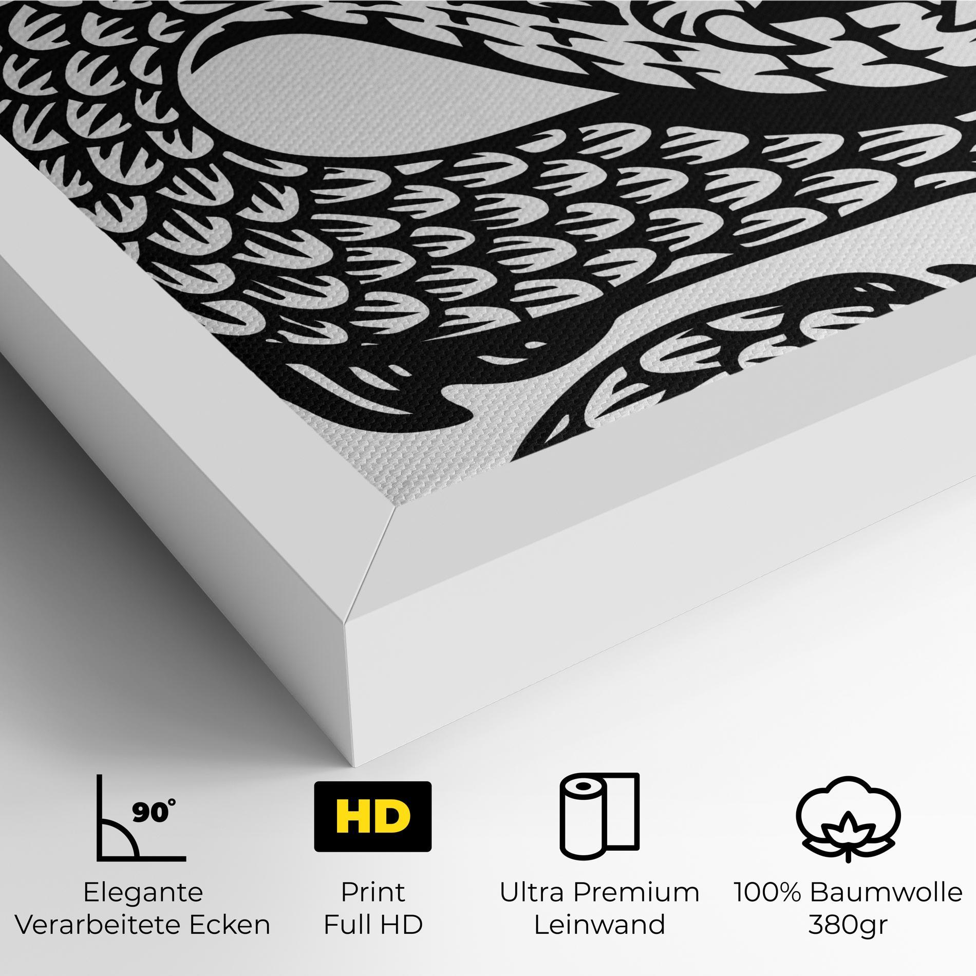 Leinwandbild Dragon Black Line mockup 4