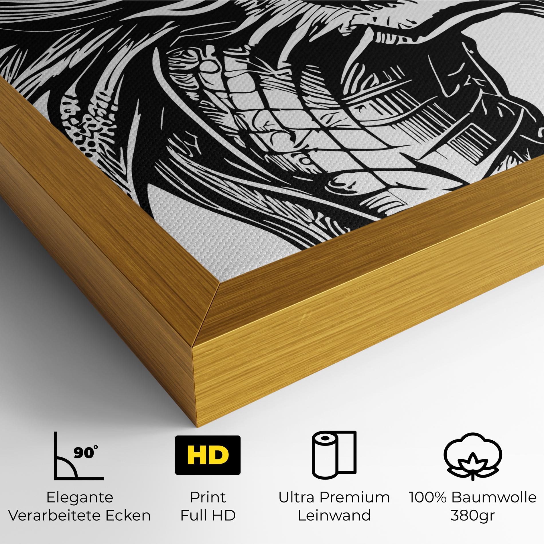 Leinwandbild Black Line Dragon mockup 4