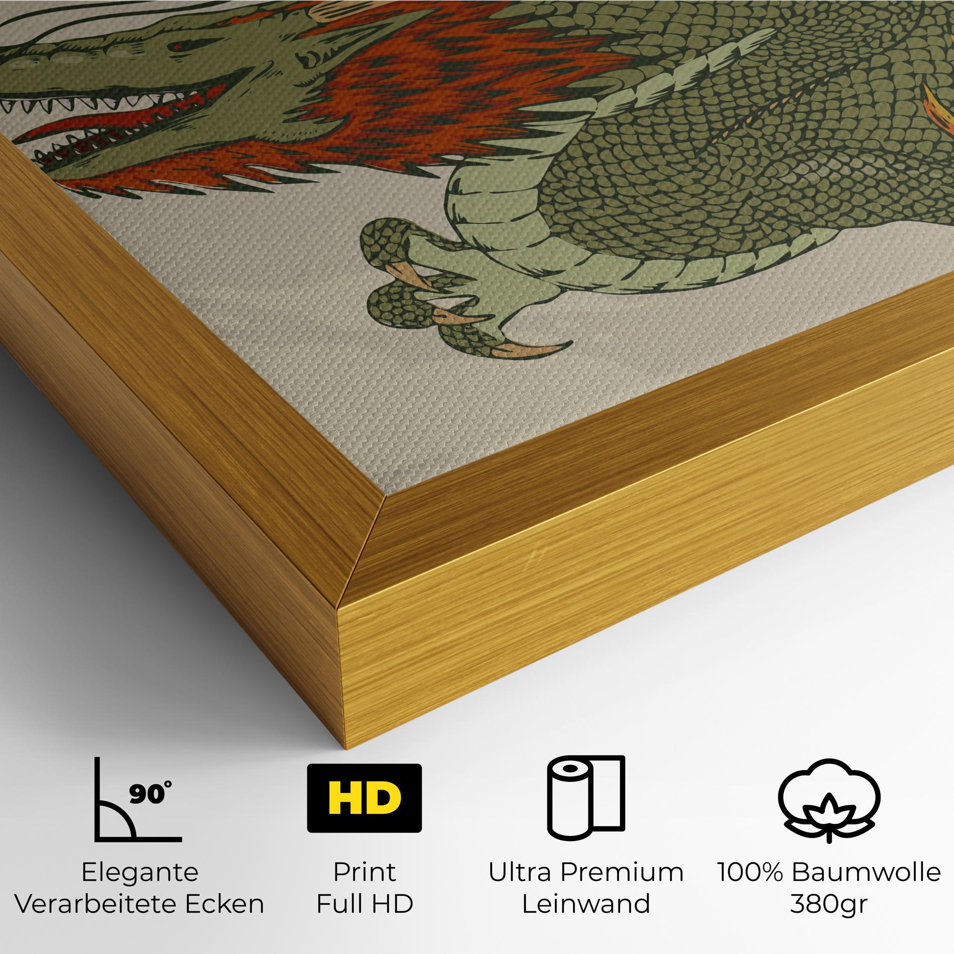 Leinwandbild Chinese Dragon Green mockup 4