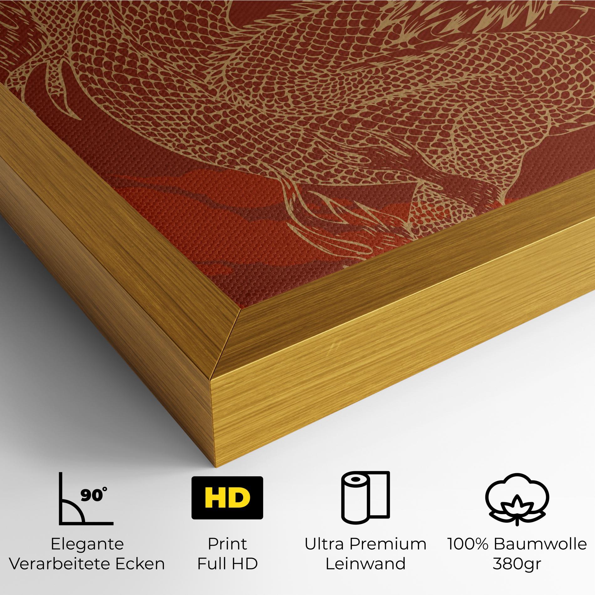 Leinwandbild Chinese Dragon Red mockup 4