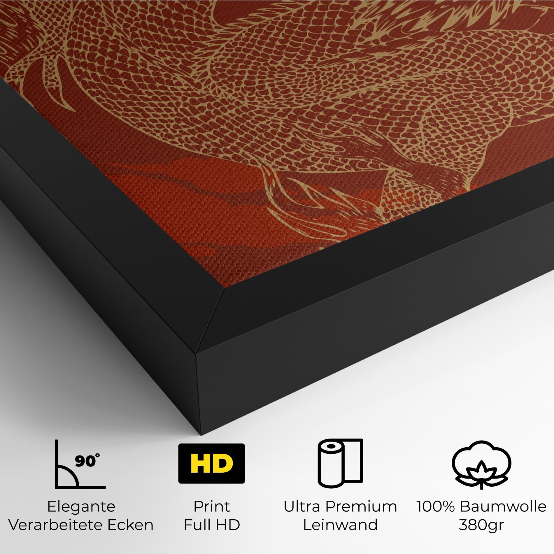 Leinwandbild Chinese Dragon Red mockup 4