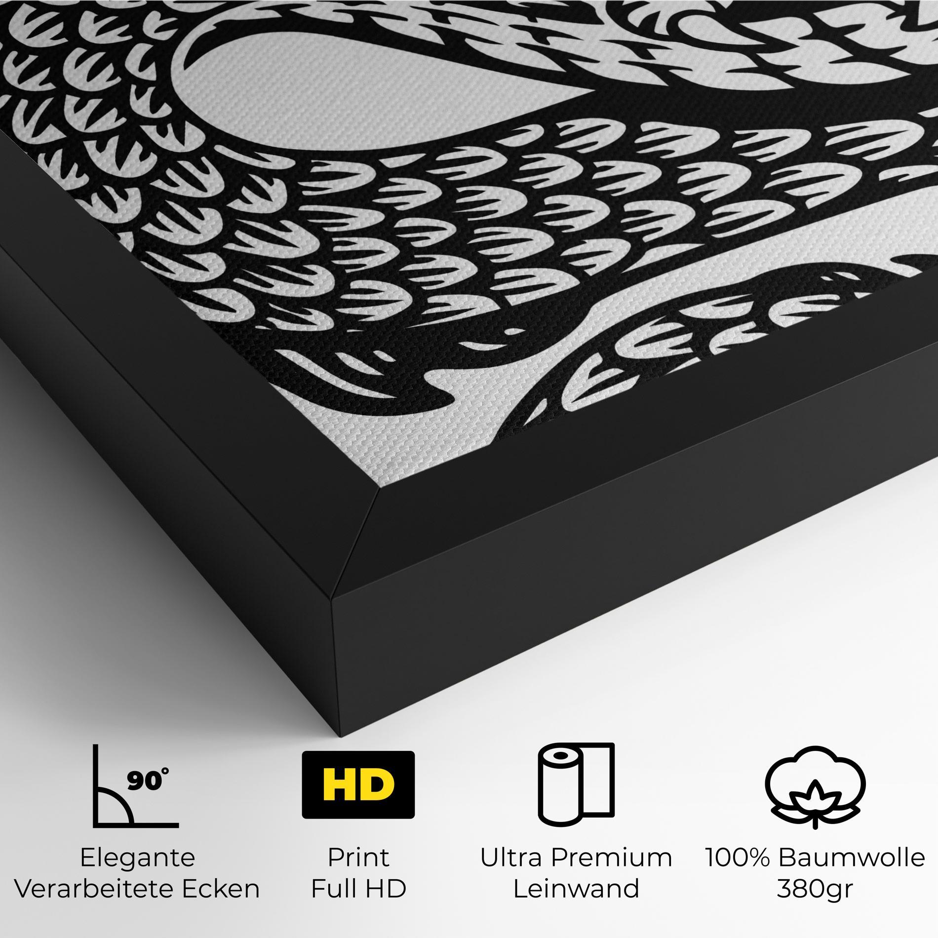 Leinwandbild Dragon Black Line mockup 4