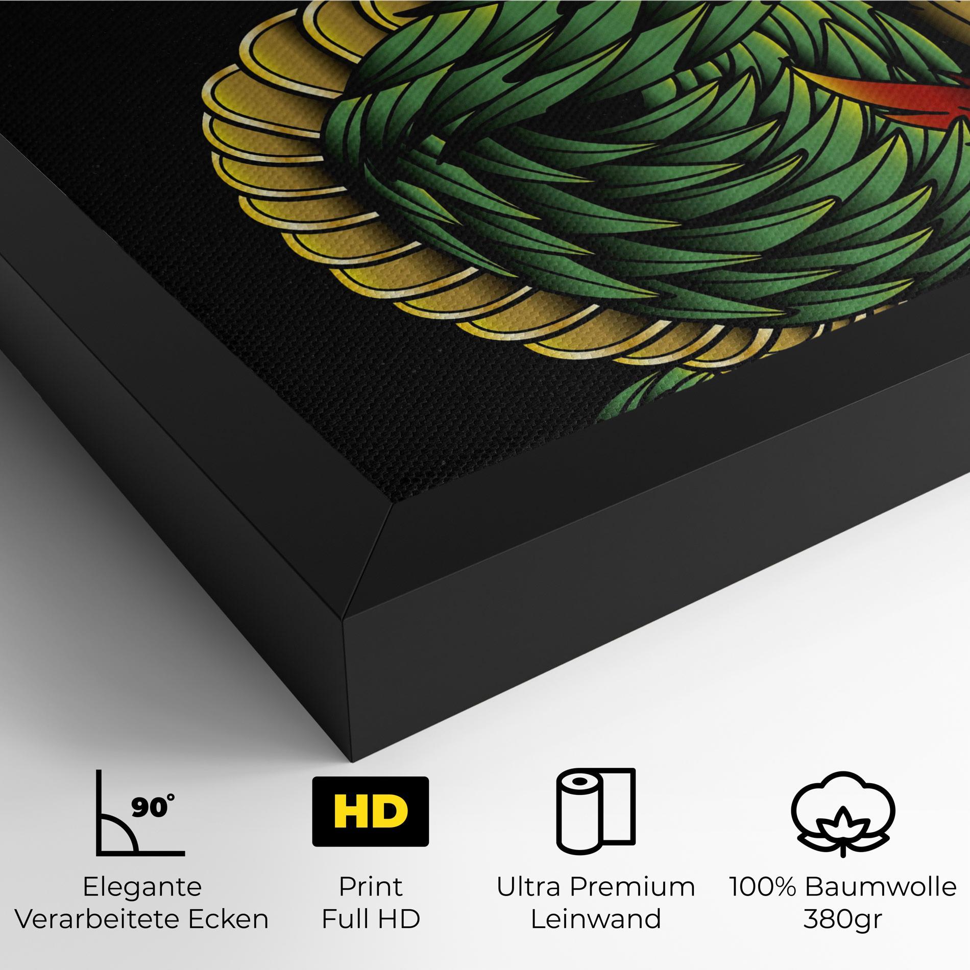 Leinwandbild Green Yellow Dragon mockup 4