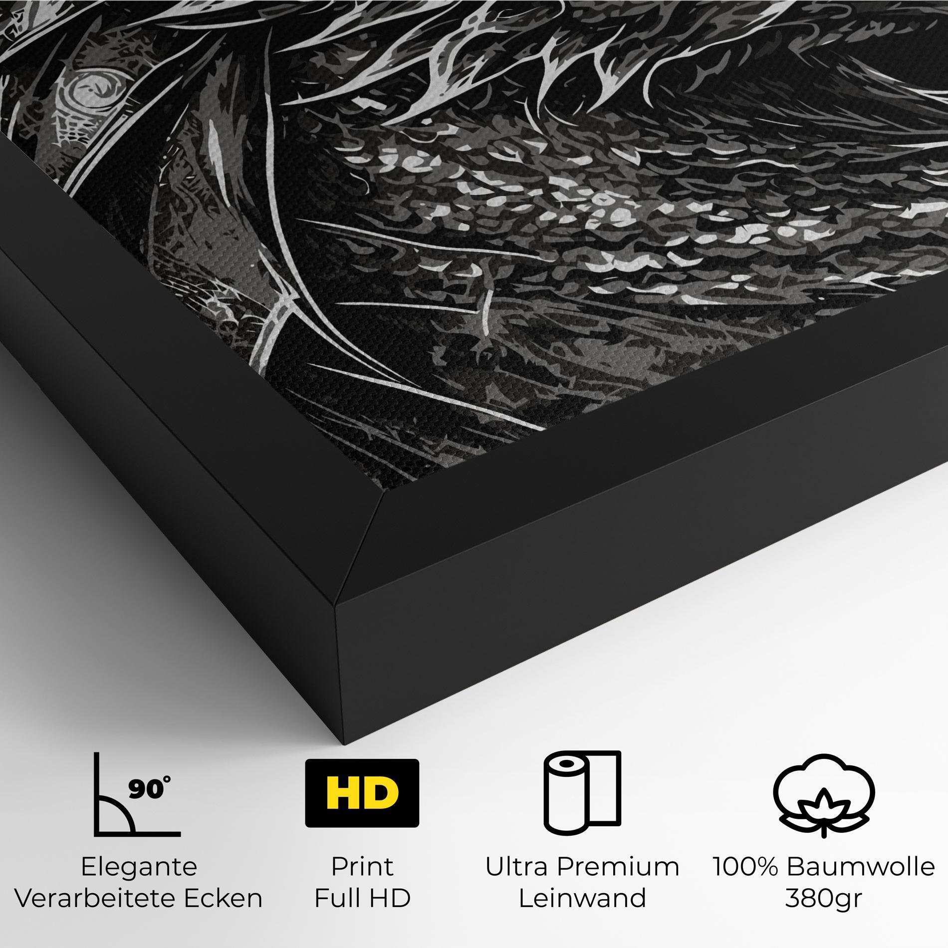Leinwandbild Grey White Dragon mockup 4
