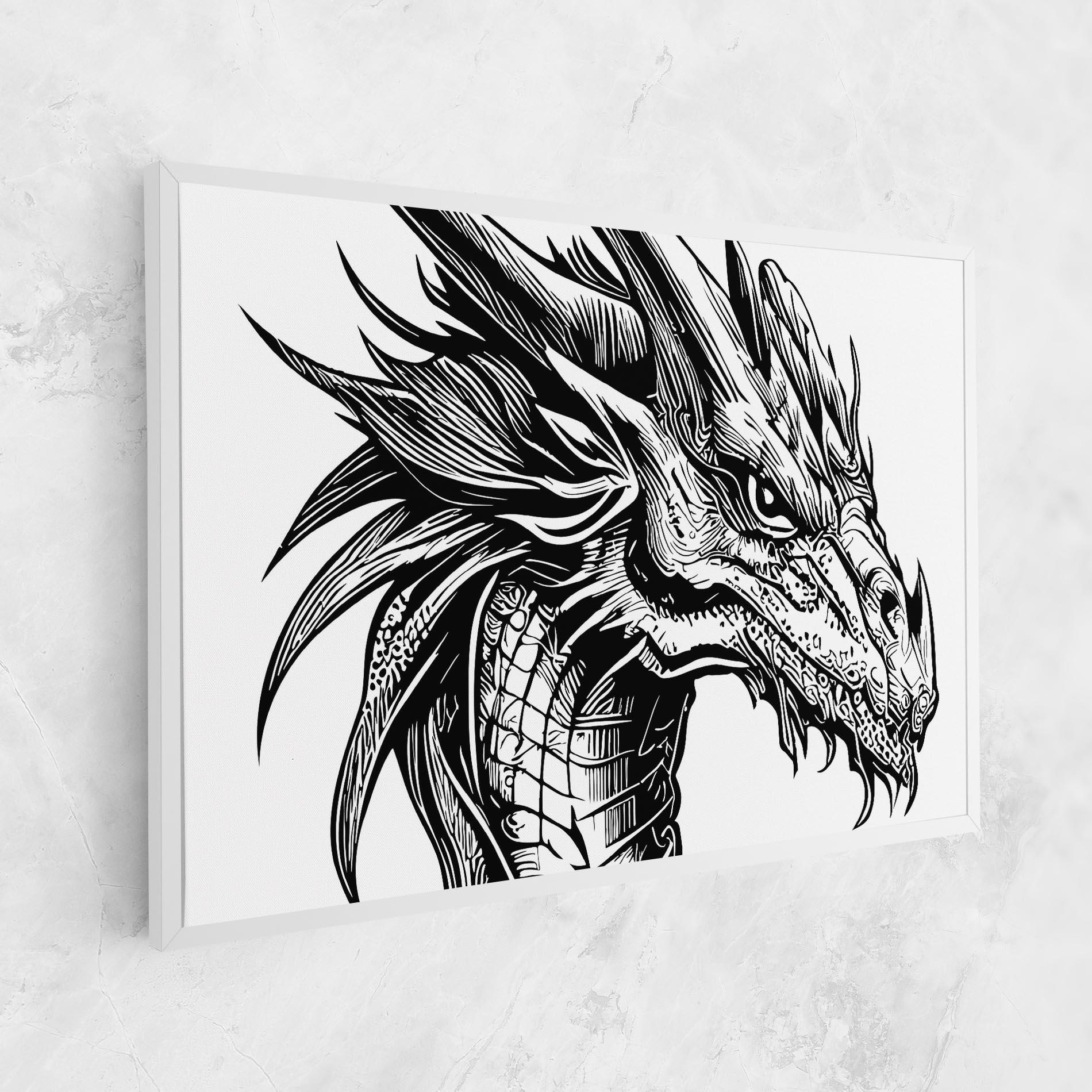 Leinwandbild Black Line Dragon mockup 1
