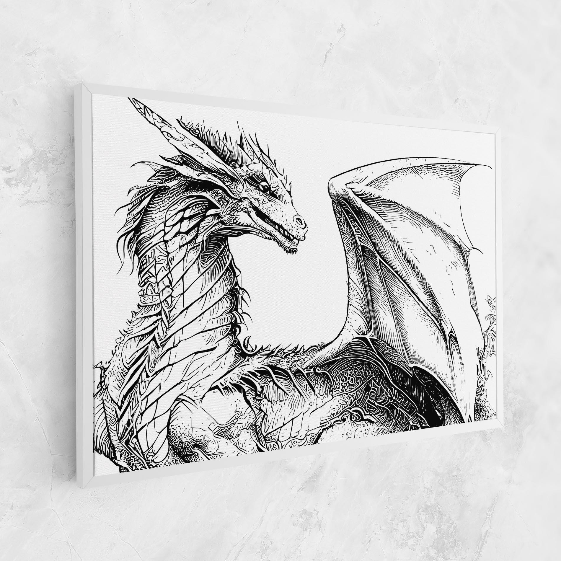 Leinwandbild Dragon Sketch mockup 1
