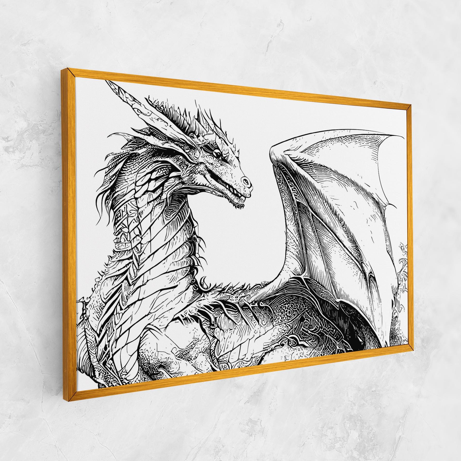 Leinwandbild Dragon Sketch mockup 1