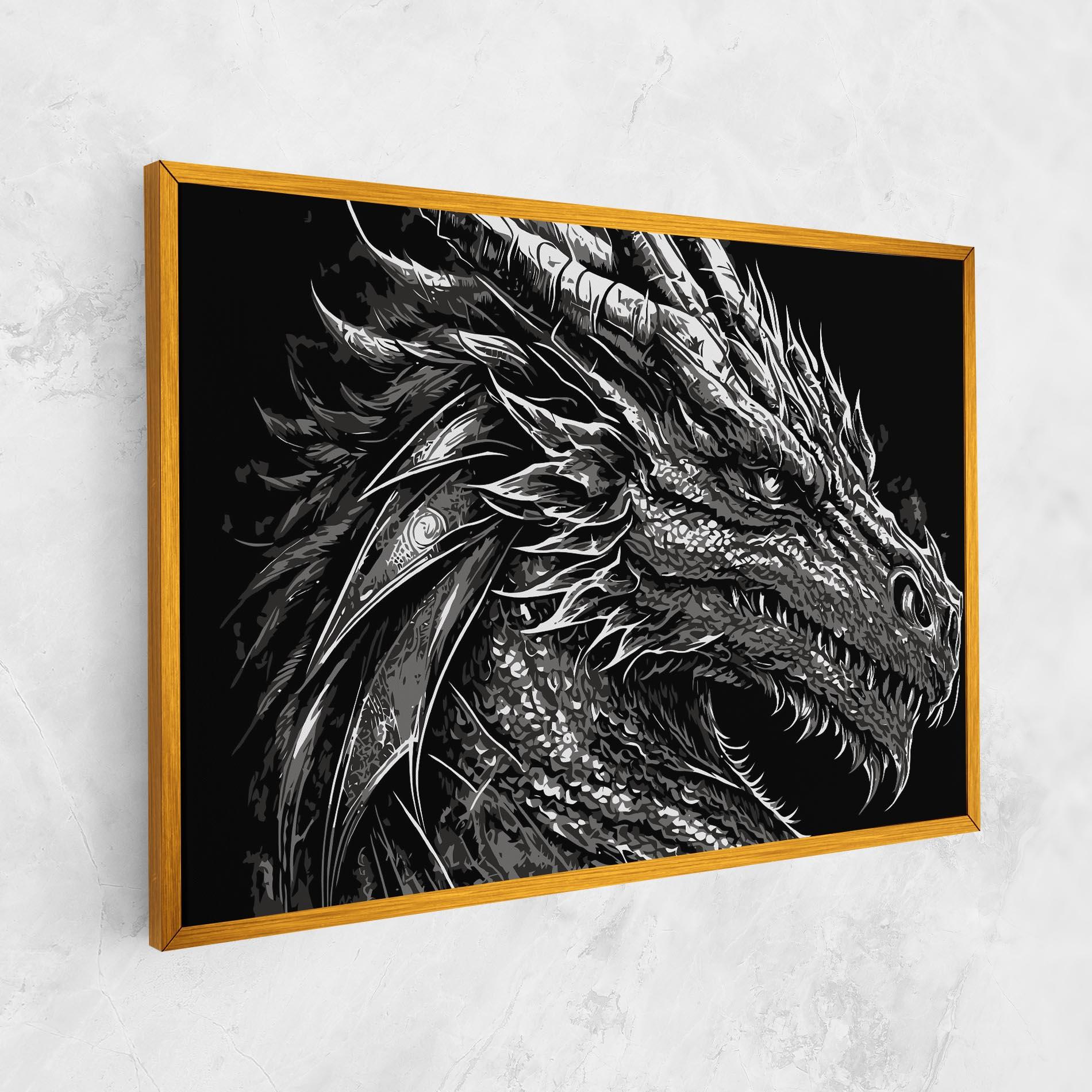 Leinwandbild Grey White Dragon mockup 1