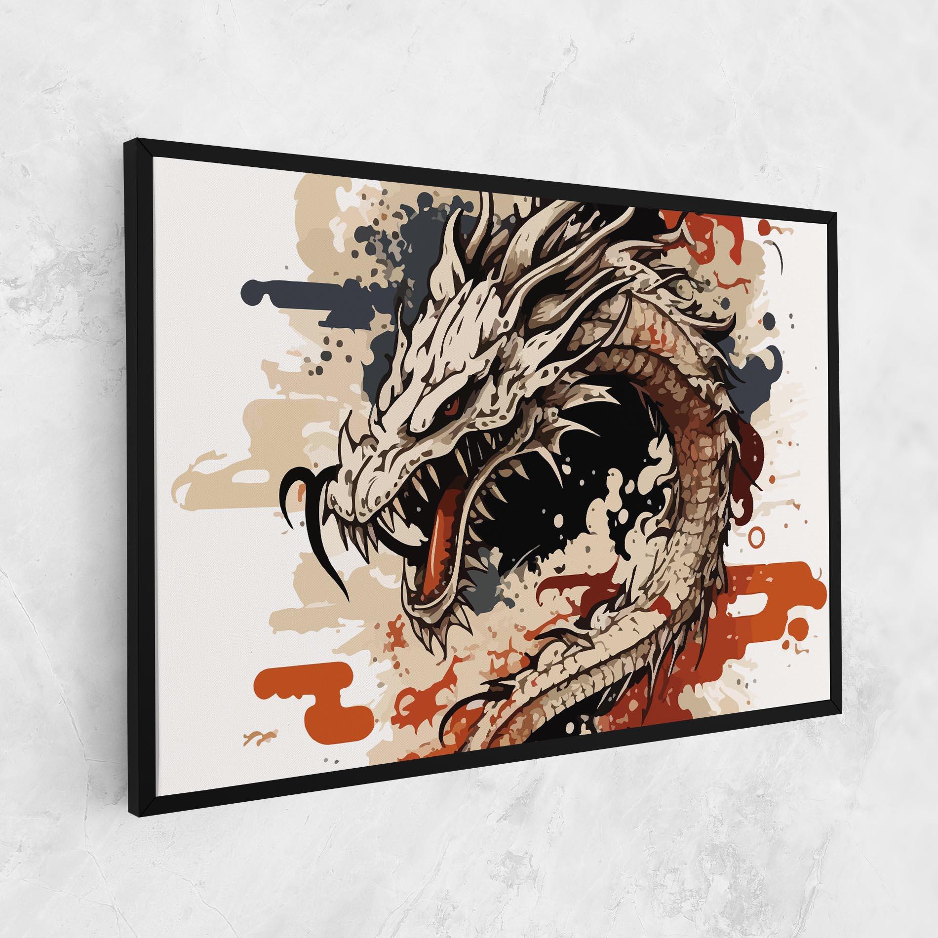Leinwandbild Cream Dragon Art mockup 1