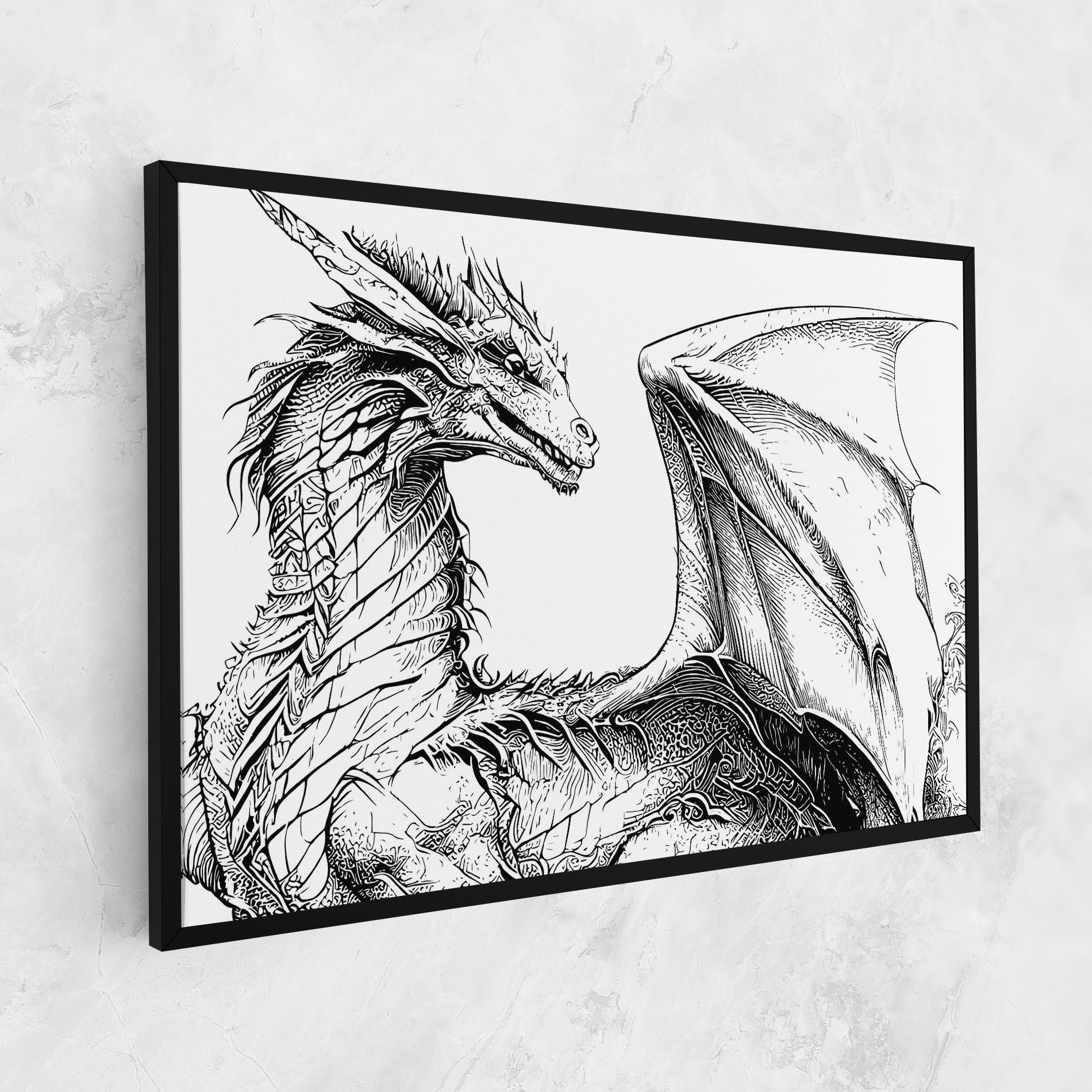 Leinwandbild Dragon Sketch mockup 1