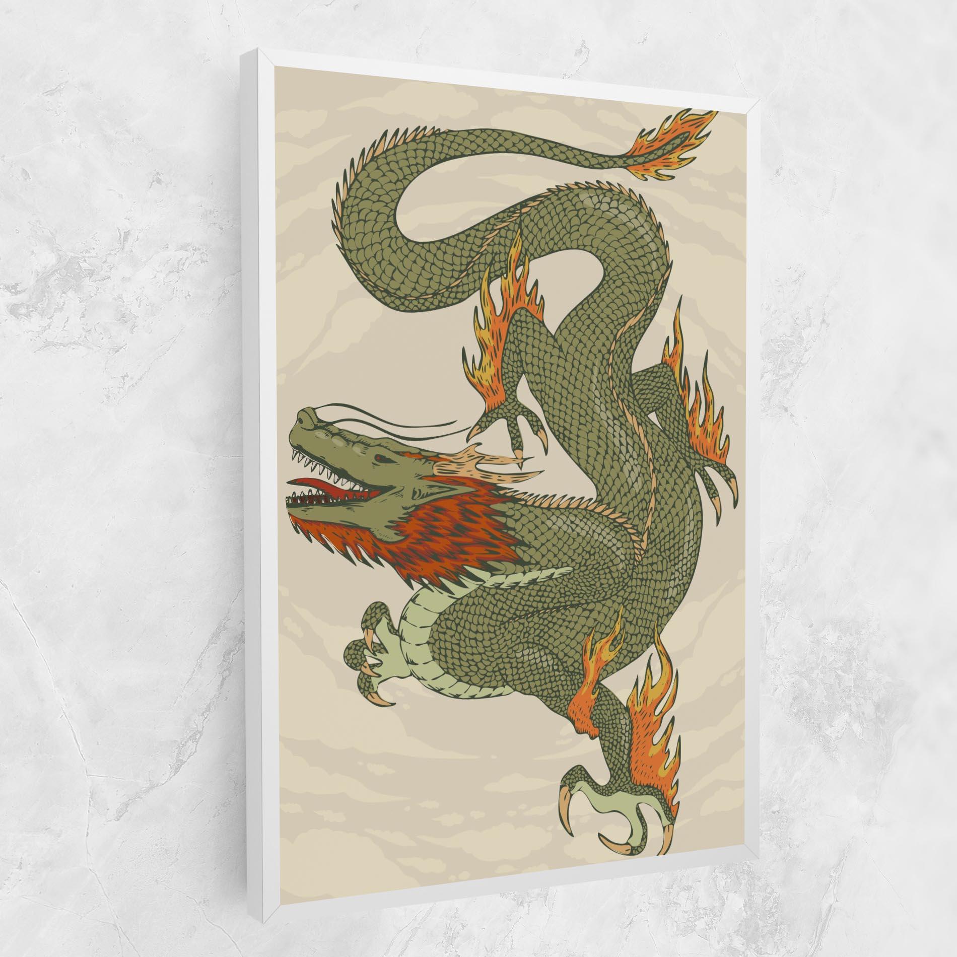 Leinwandbild Chinese Dragon Green mockup 1