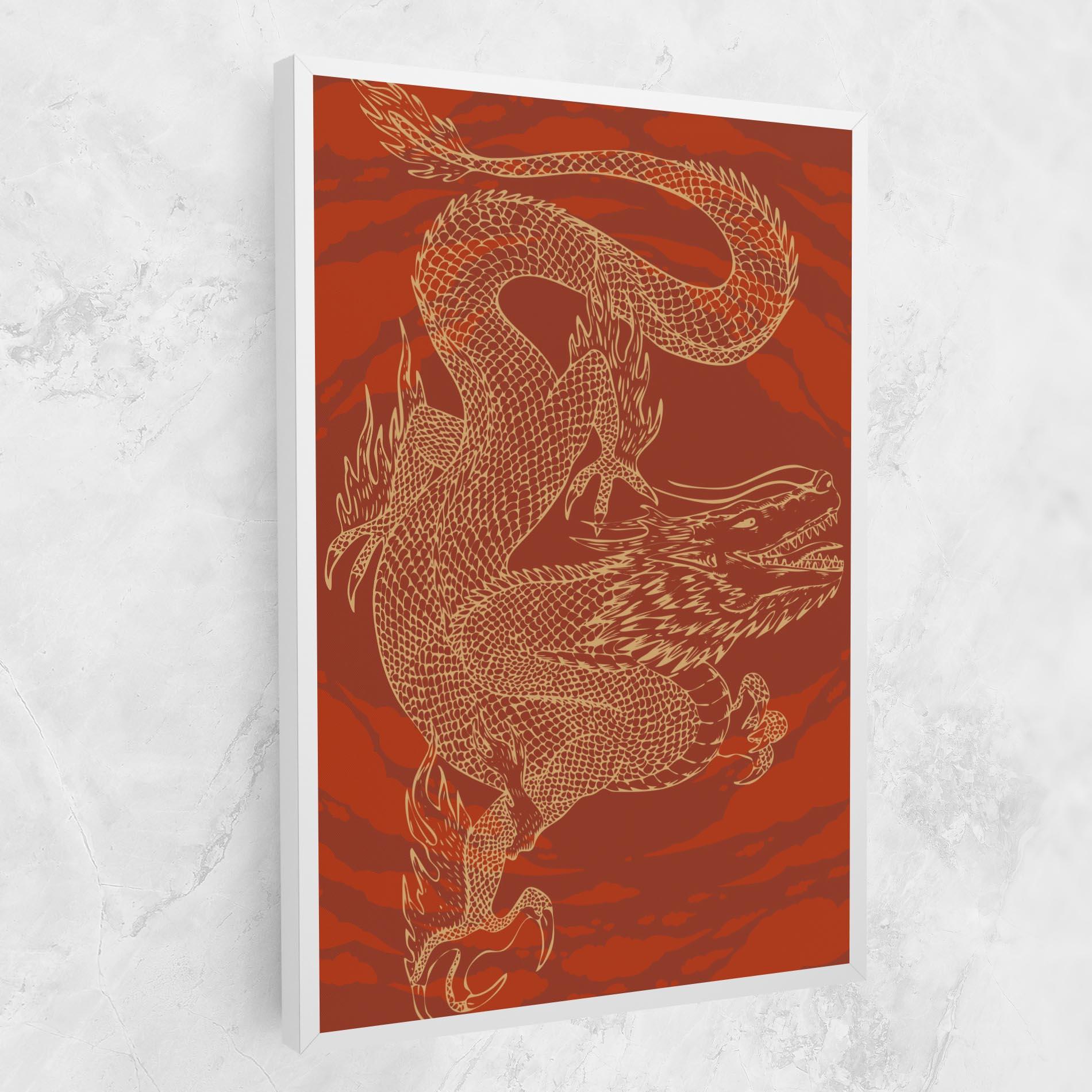 Leinwandbild Chinese Dragon Red mockup 1