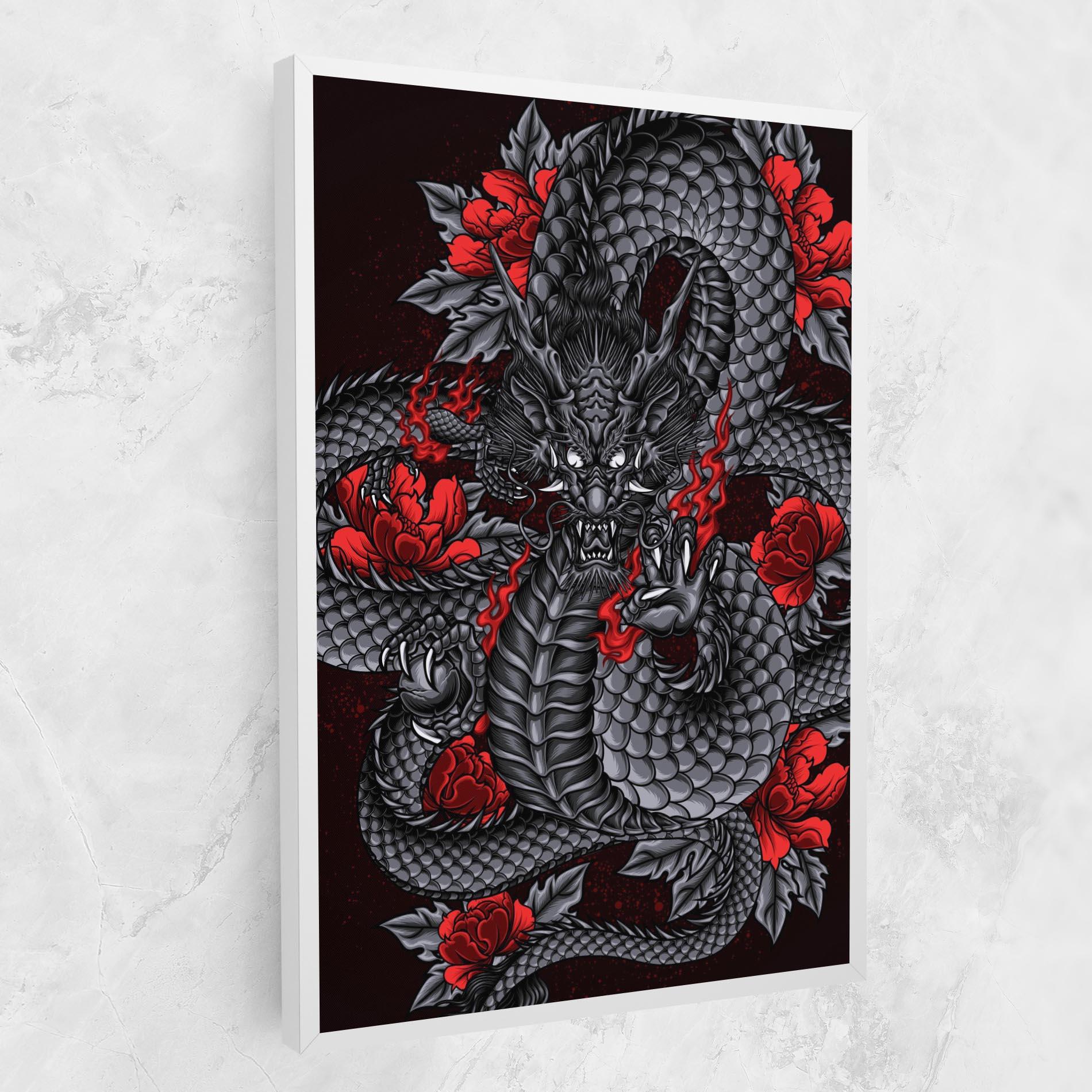 Leinwandbild Red Flower Dragon mockup 1