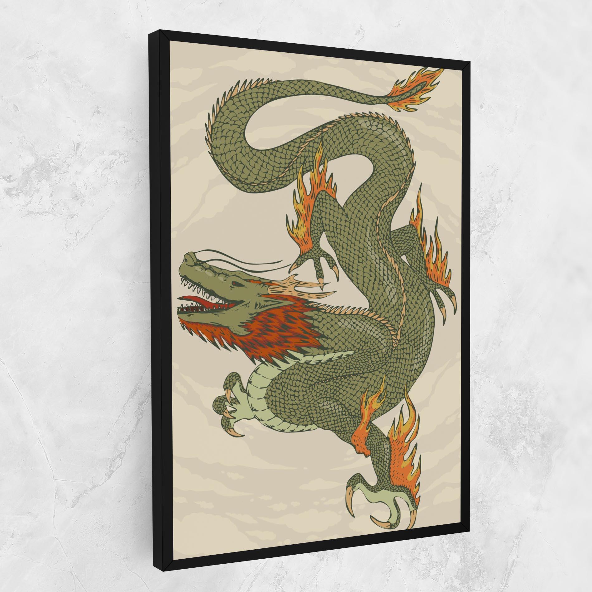 Leinwandbild Chinese Dragon Green mockup 1