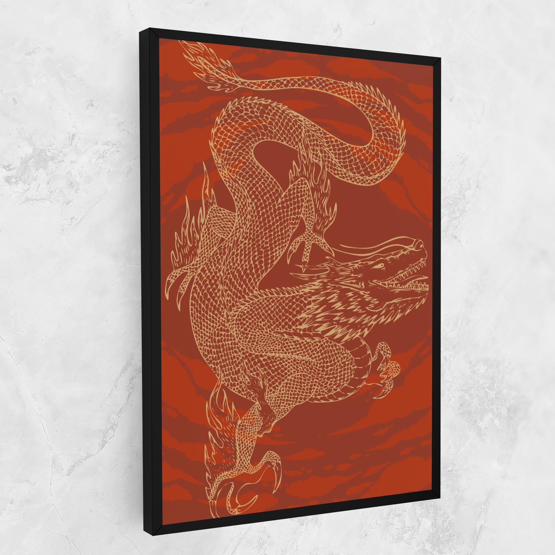 Leinwandbild Chinese Dragon Red mockup 1