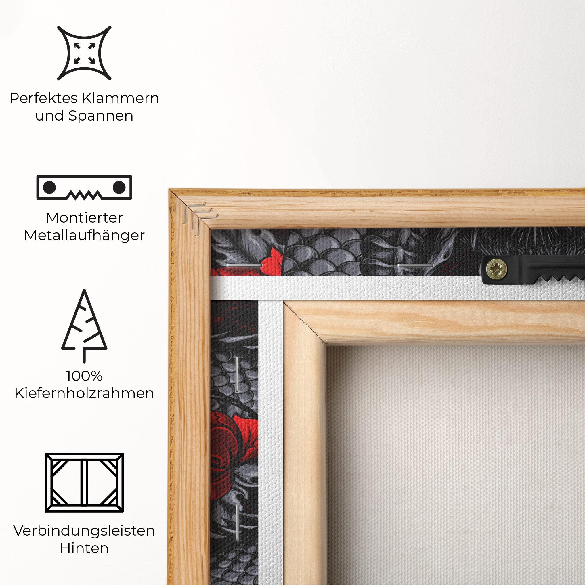 Leinwandbild Red Flower Dragon mockup 5