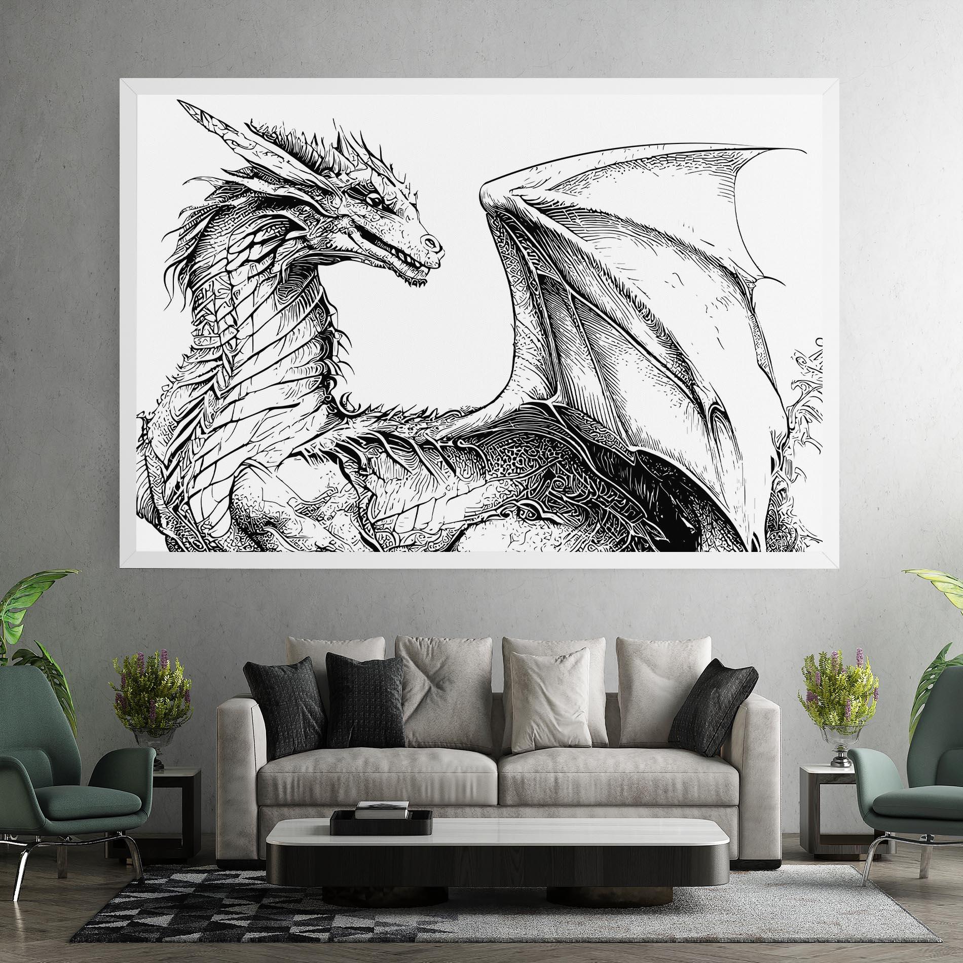 Leinwandbild Dragon Sketch mockup 7