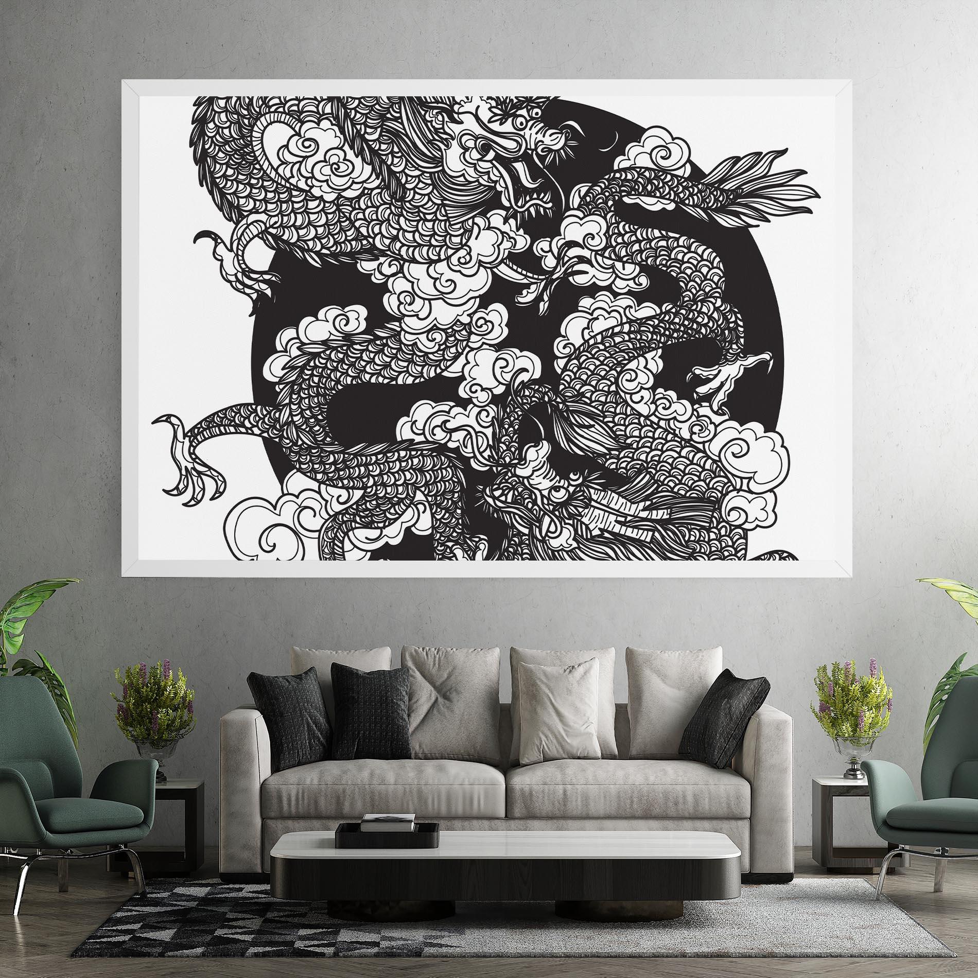 Leinwandbild Grey Moon Dragon mockup 7