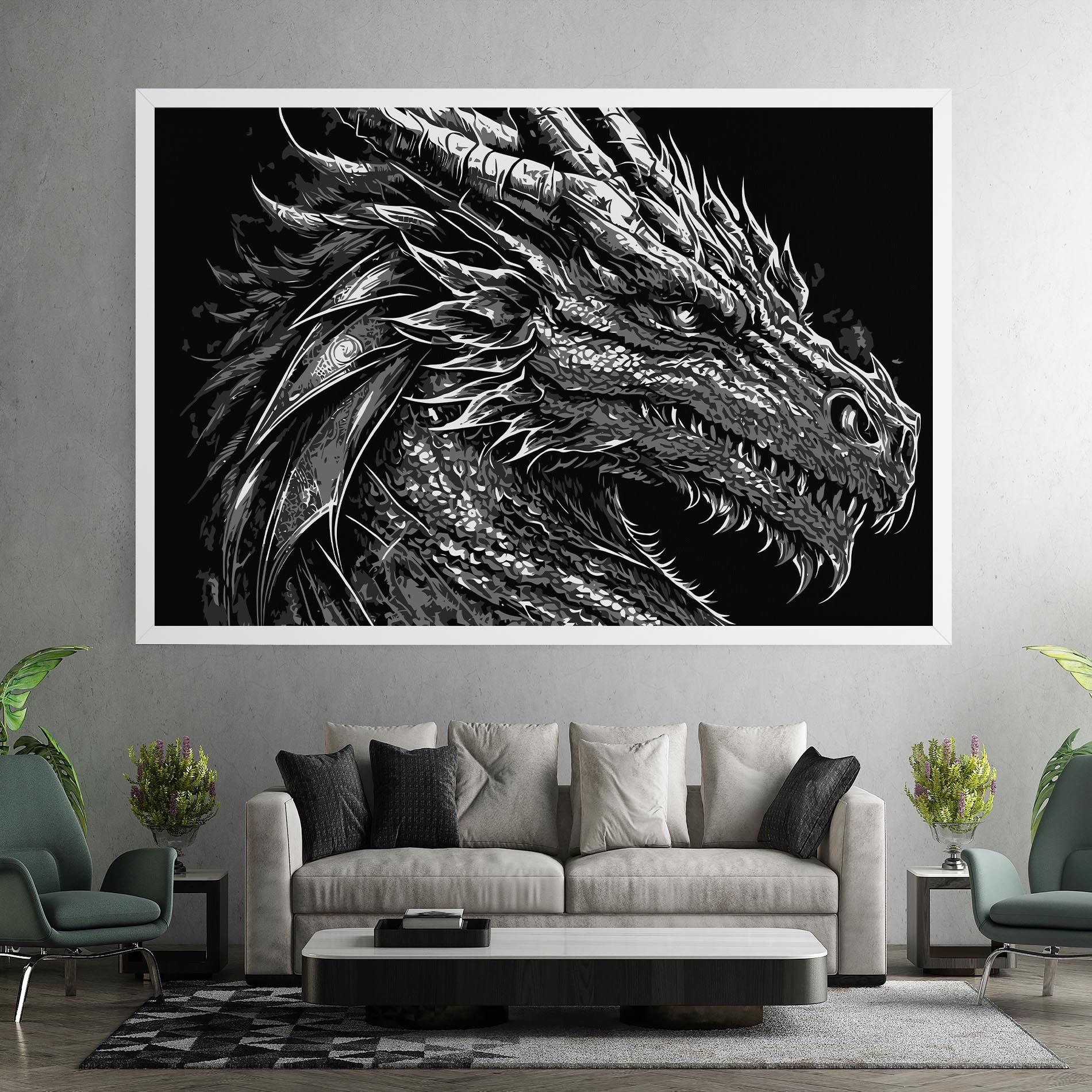 Grey White Dragon mockup 7