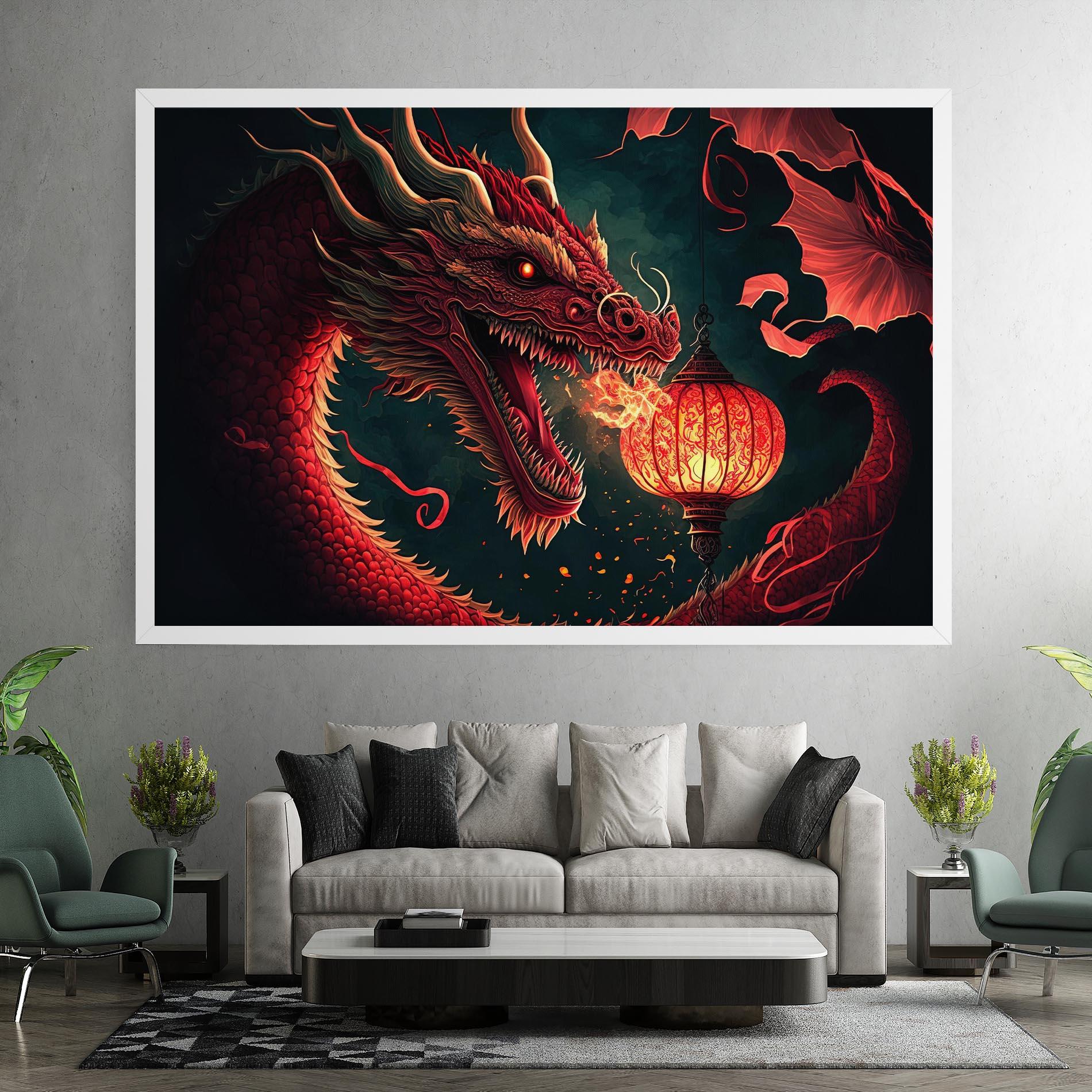 Leinwandbild Red Fire Dragon mockup 7