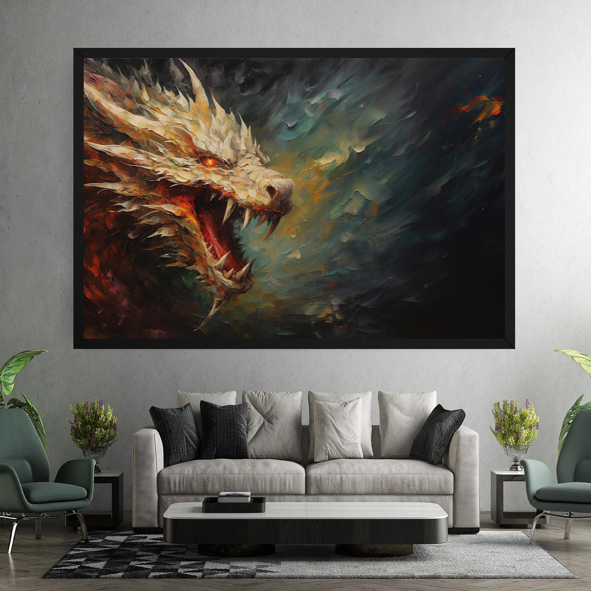 Leinwandbild Angry Dragon Painting mockup 7