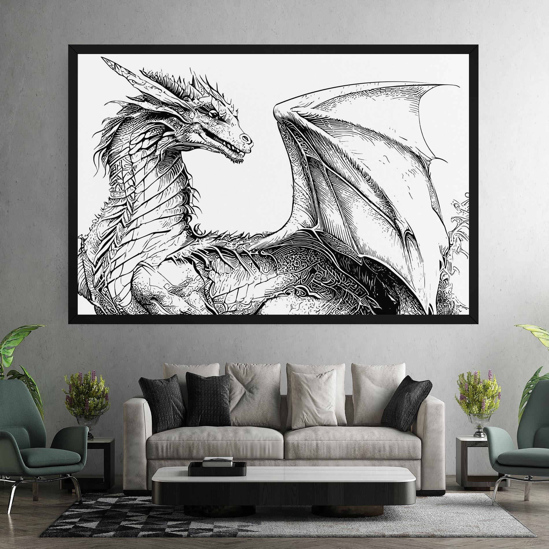 Leinwandbild Dragon Sketch mockup 7
