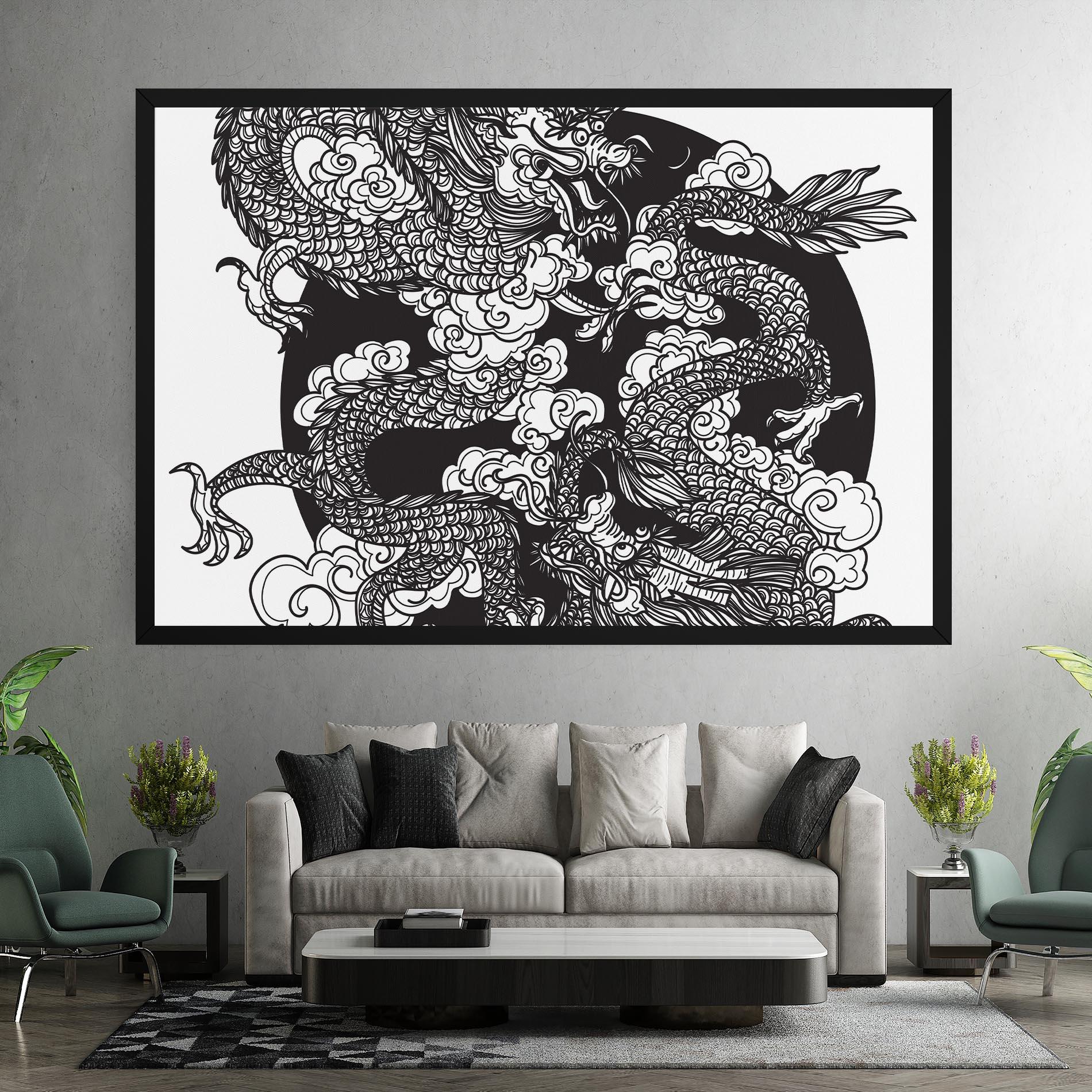 Leinwandbild Grey Moon Dragon mockup 7