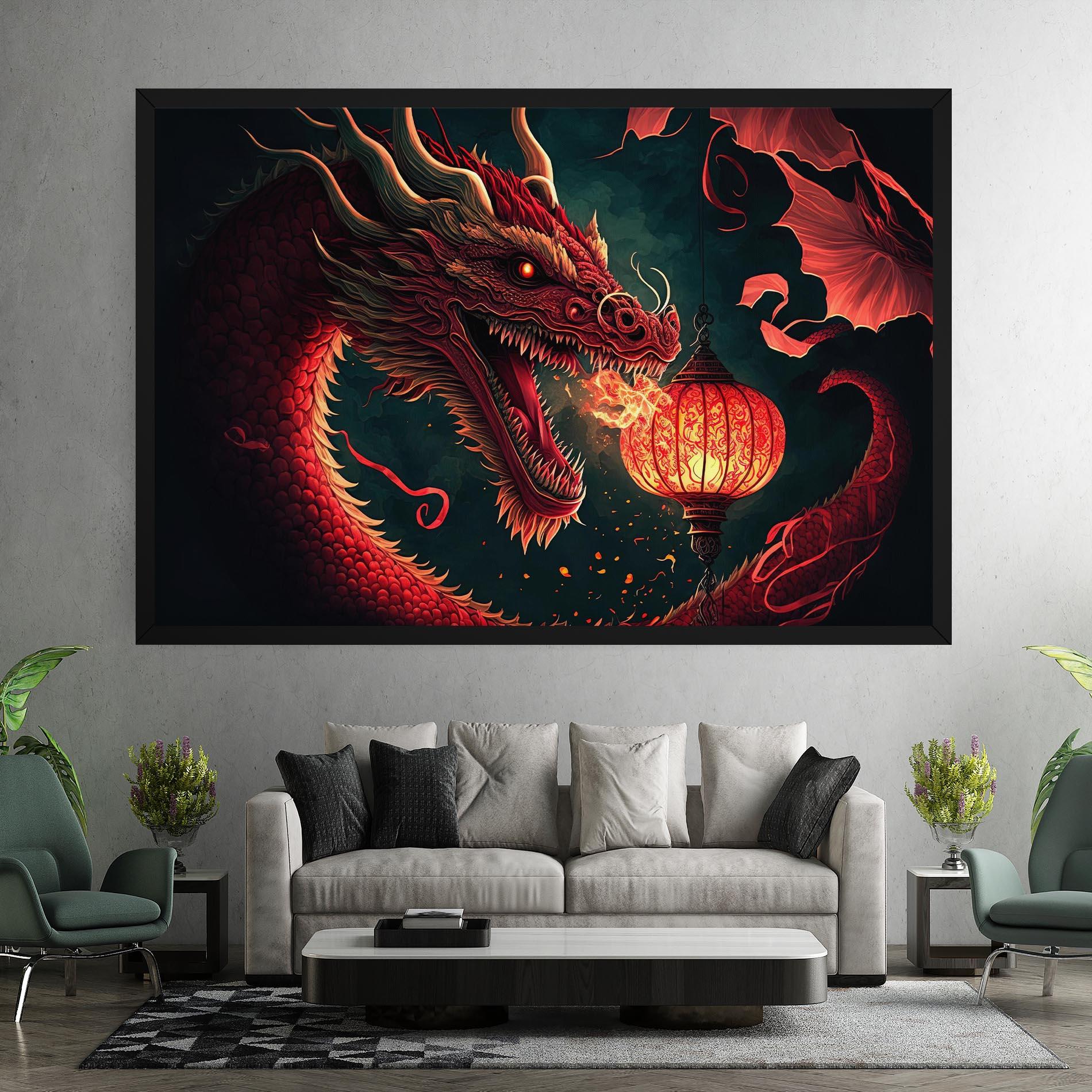 Leinwandbild Red Fire Dragon mockup 7