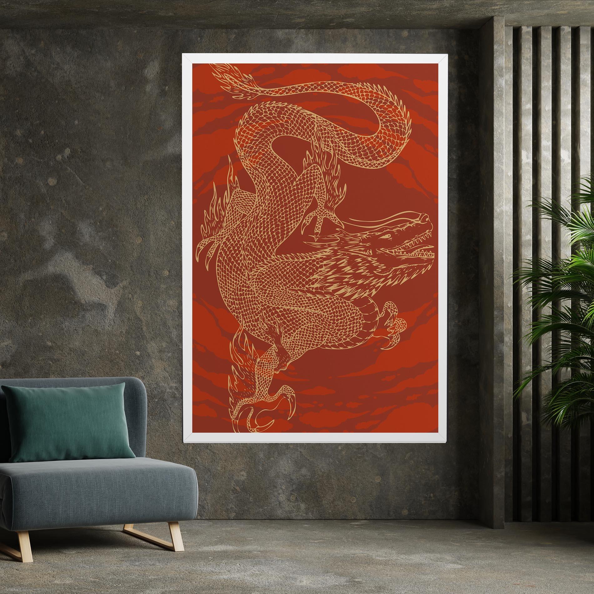 Leinwandbild Chinese Dragon Red mockup 7