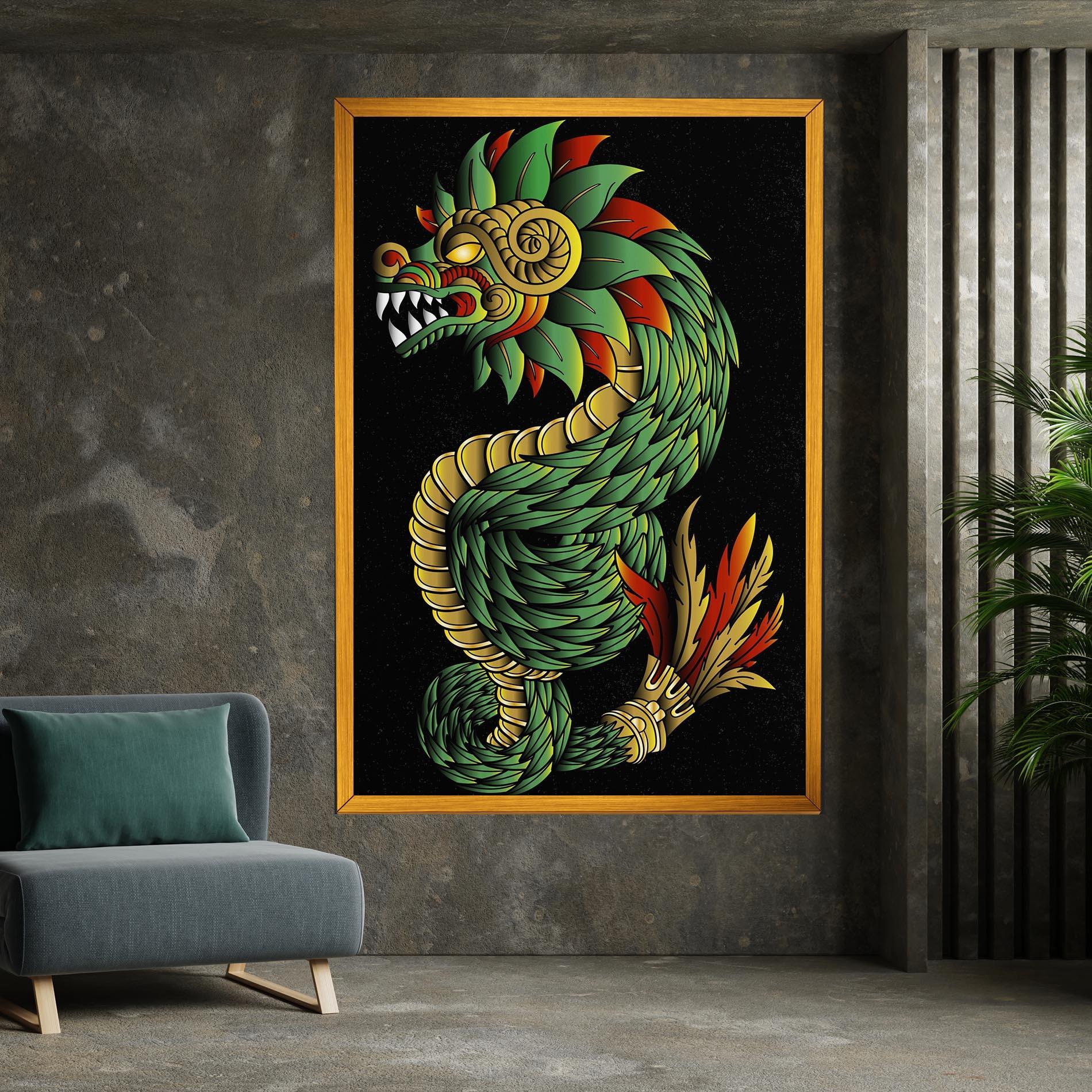 Leinwandbild Green Yellow Dragon mockup 7