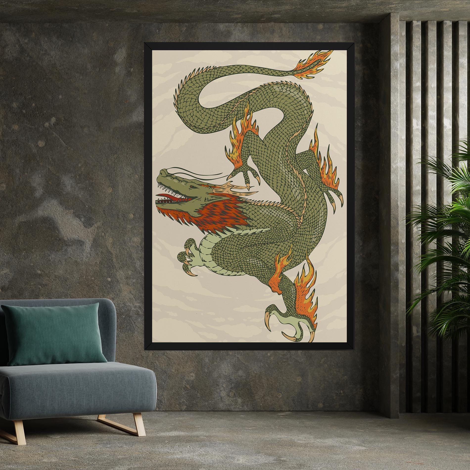 Leinwandbild Chinese Dragon Green mockup 7
