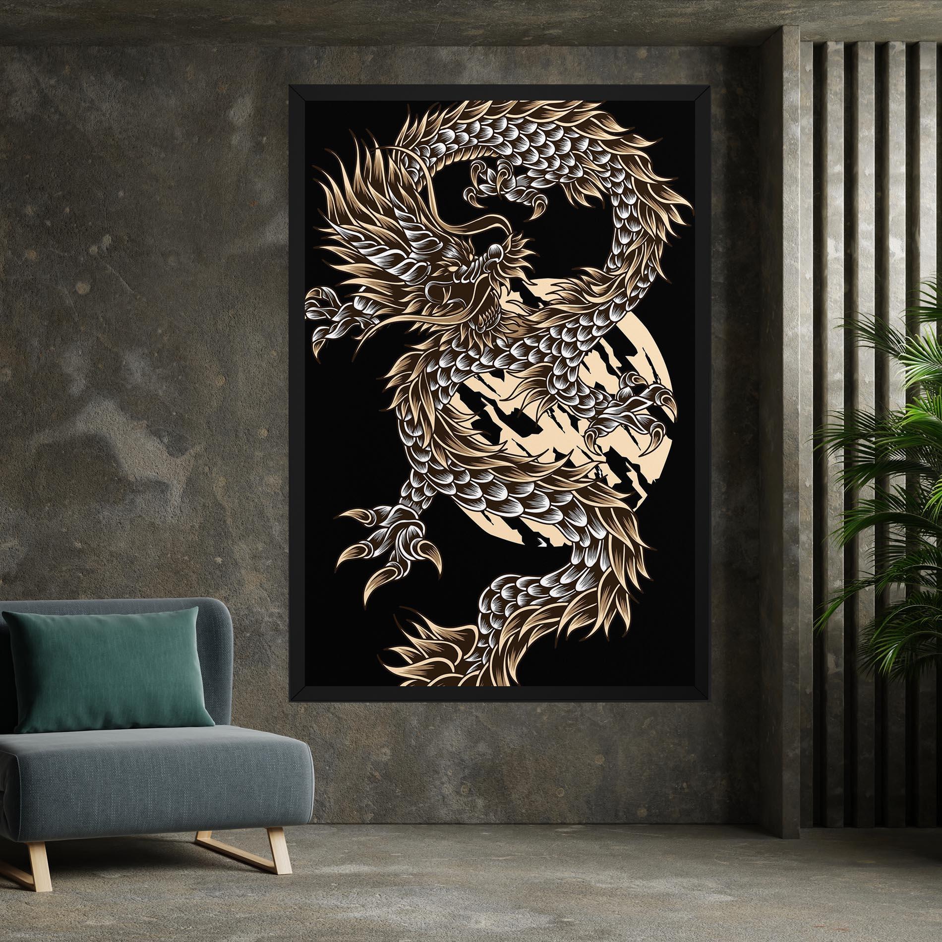 Leinwandbild Cream Moon Dragon mockup 7