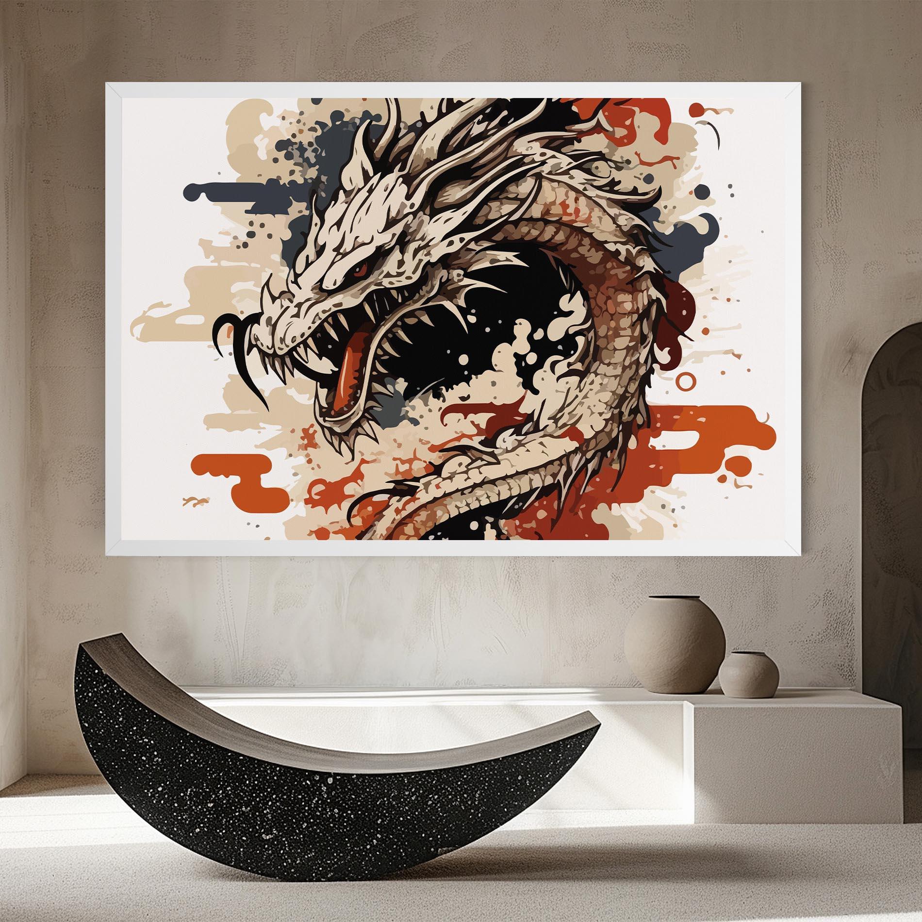 Leinwandbild Cream Dragon Art mockup 8