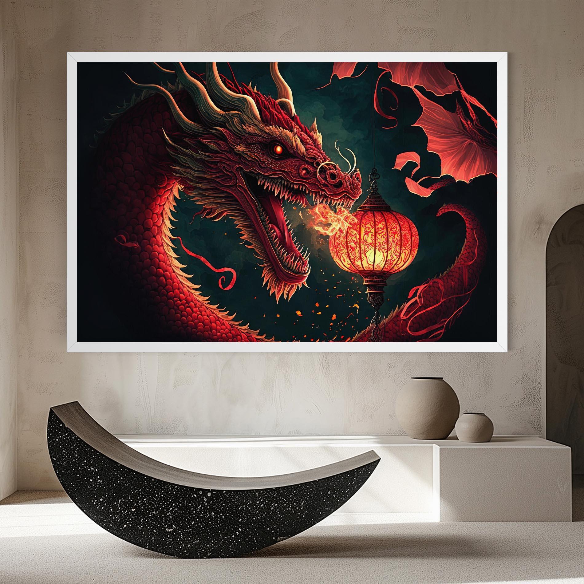 Leinwandbild Red Fire Dragon mockup 8