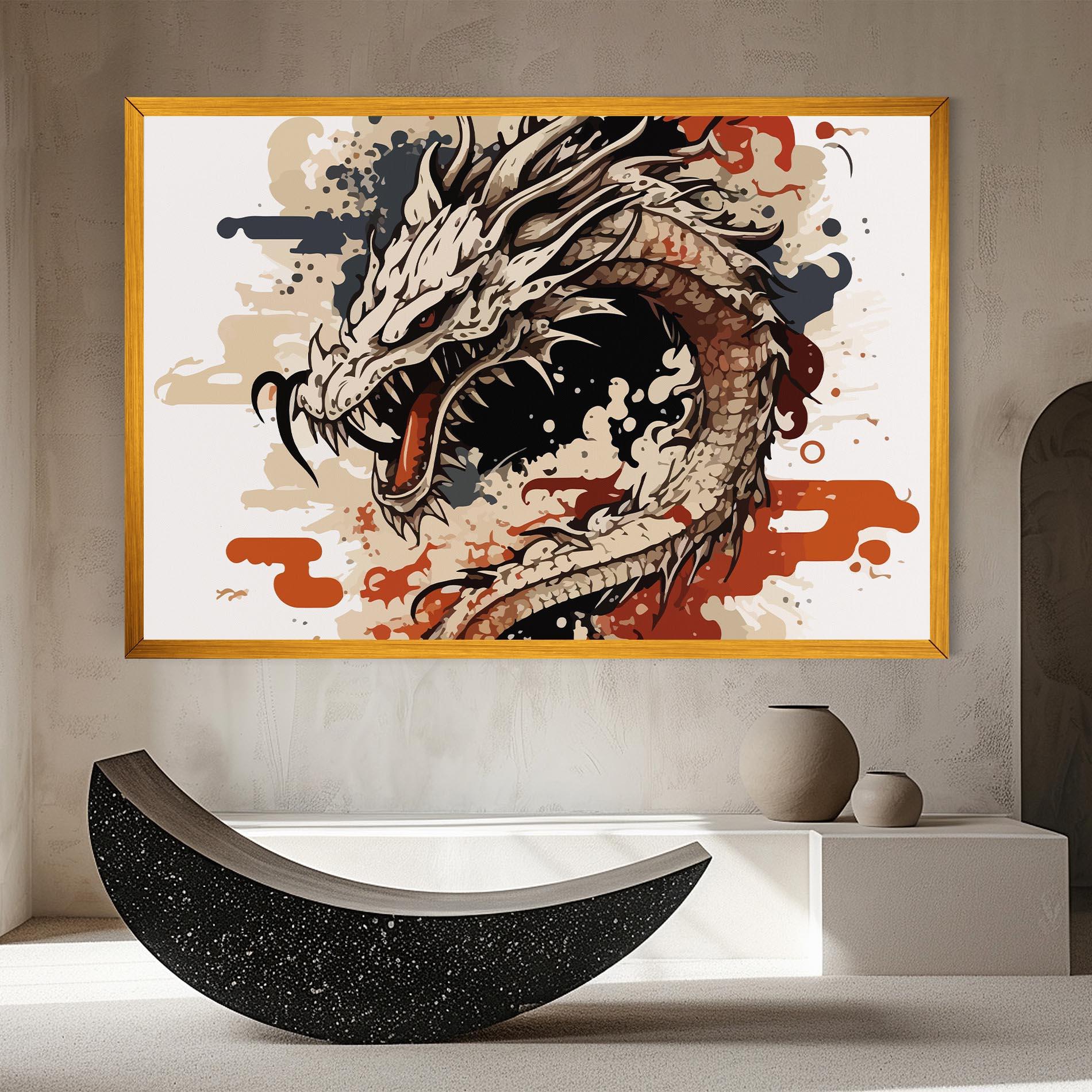 Leinwandbild Cream Dragon Art mockup 8