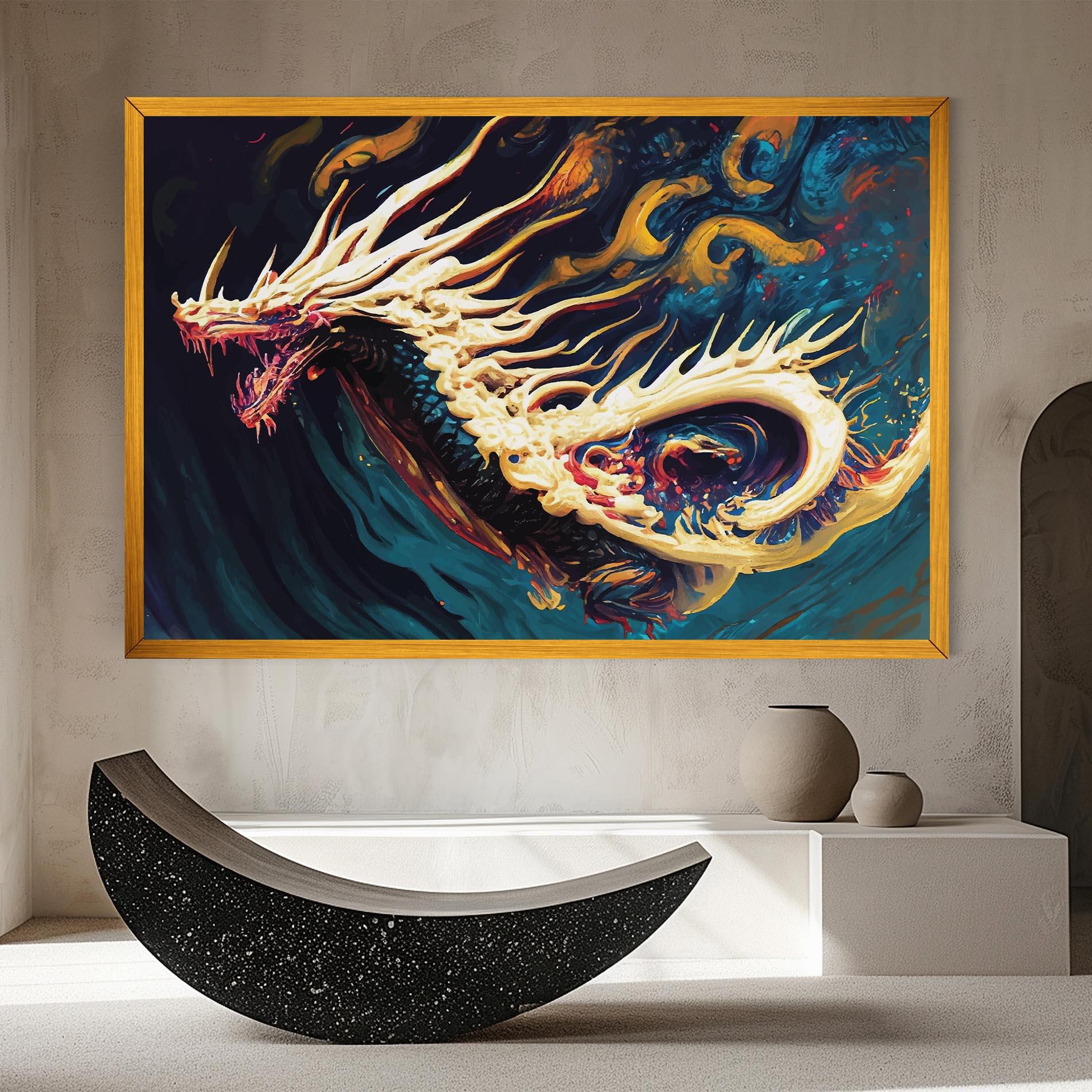 Leinwandbild Flying Acrylic Dragon mockup 8