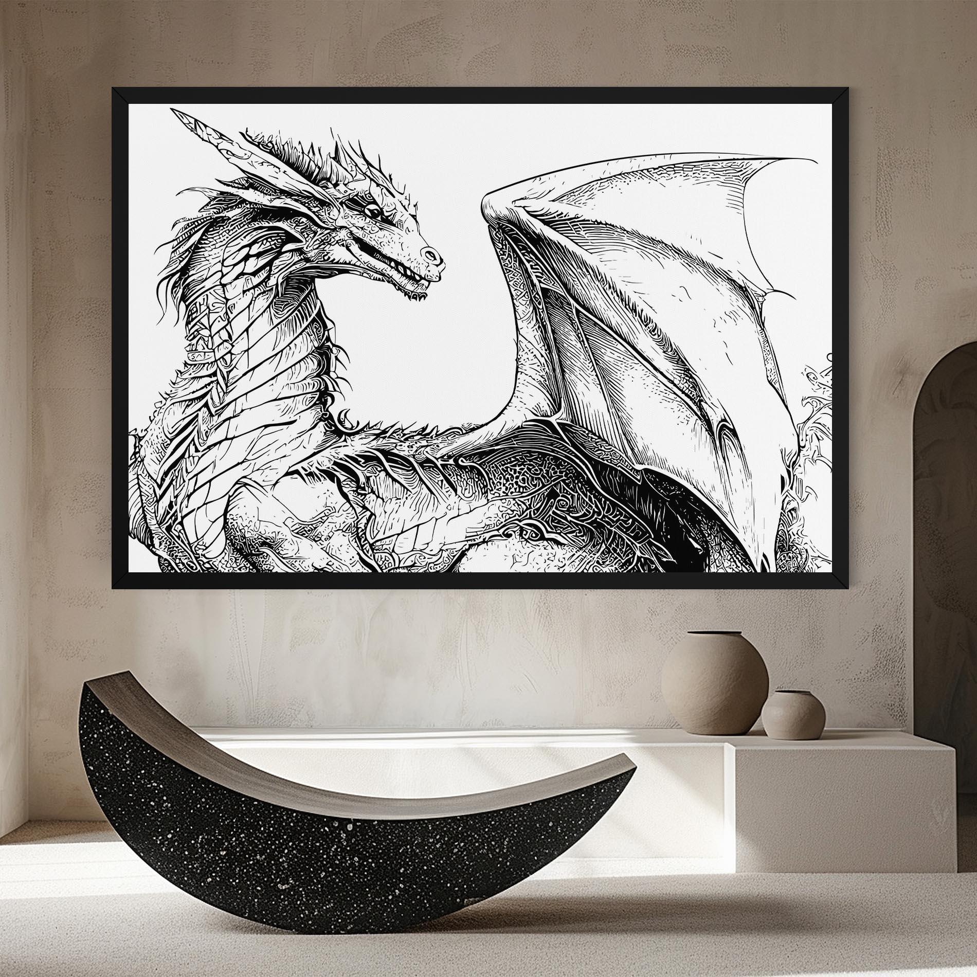 Leinwandbild Dragon Sketch mockup 8